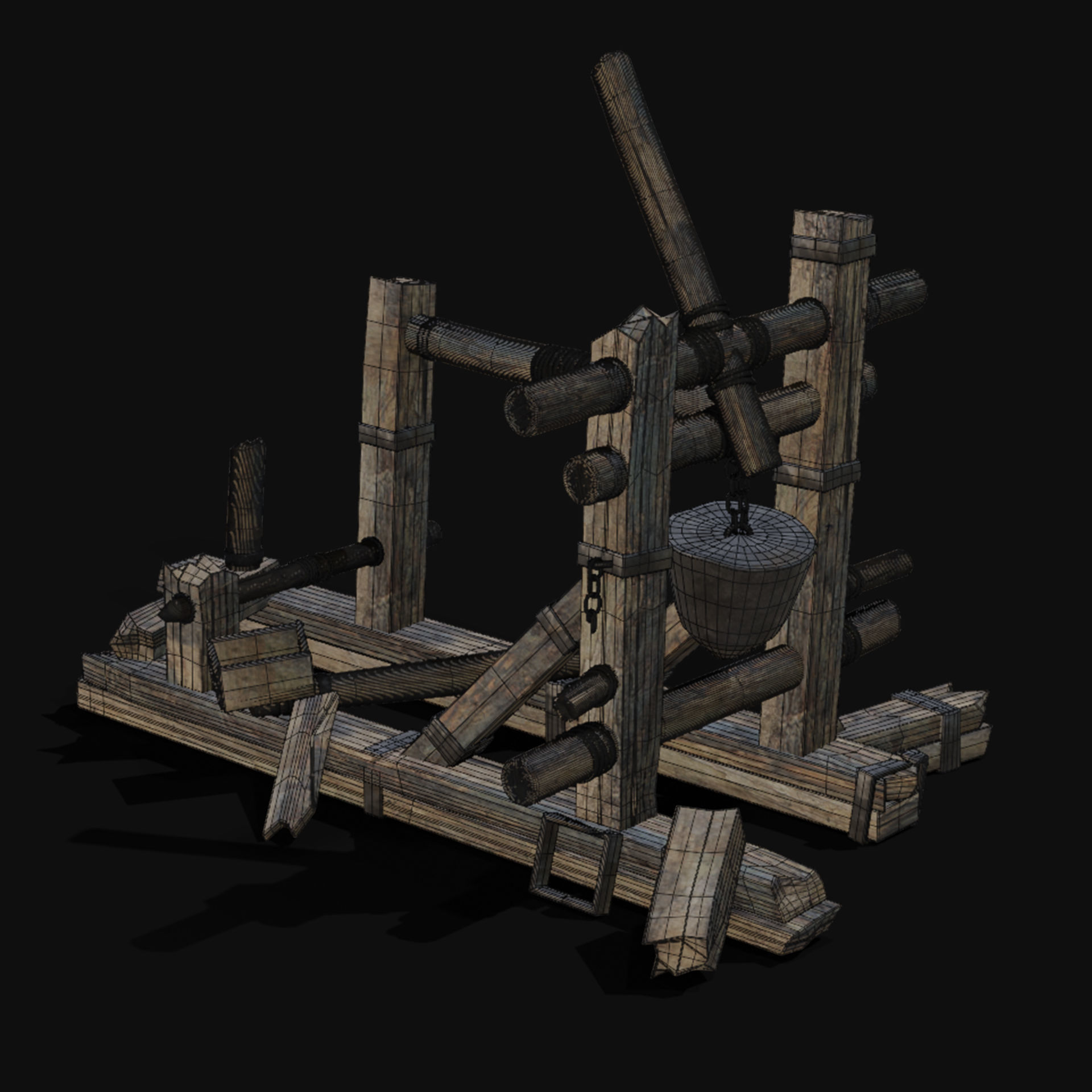 DESTROYED SIEGE ENGINE WAR MACHINES BUILDER COLLECTION PACK Low-poly 3D model_45