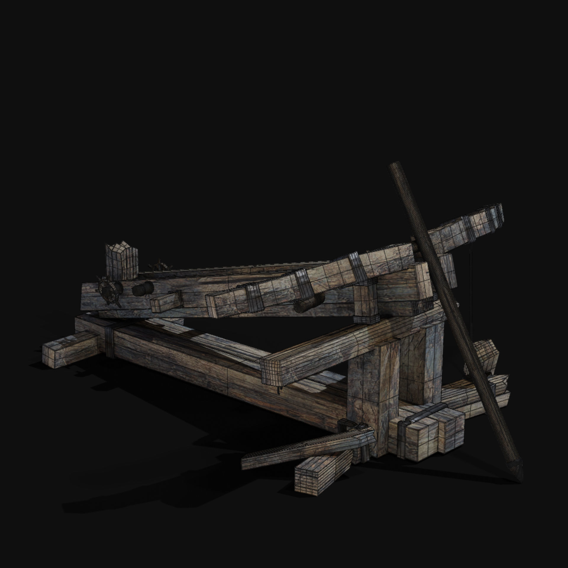 DESTROYED SIEGE ENGINE WAR MACHINES BUILDER COLLECTION PACK Low-poly 3D model_5