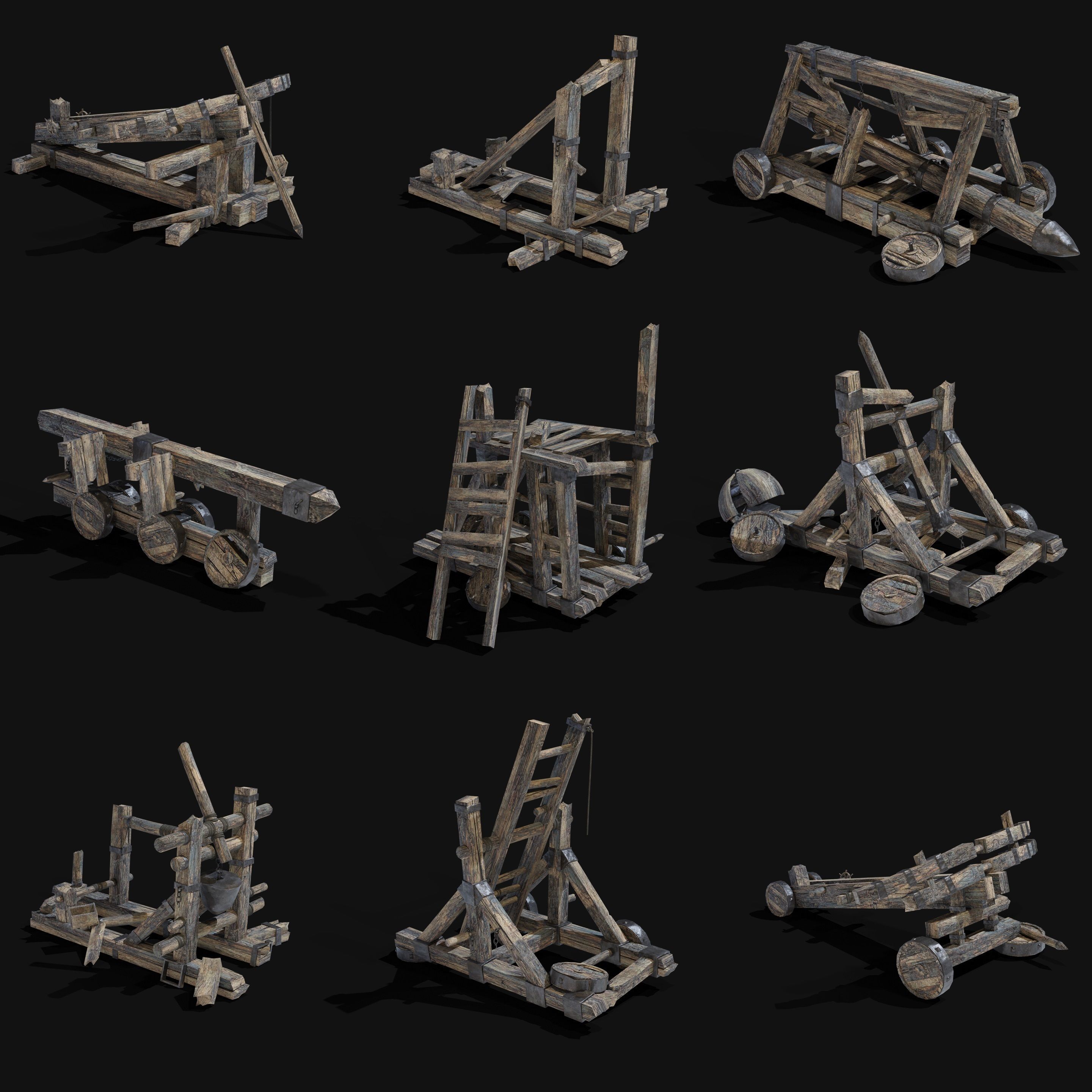 DESTROYED SIEGE ENGINE WAR MACHINES BUILDER COLLECTION PACK Low-poly 3D model_46