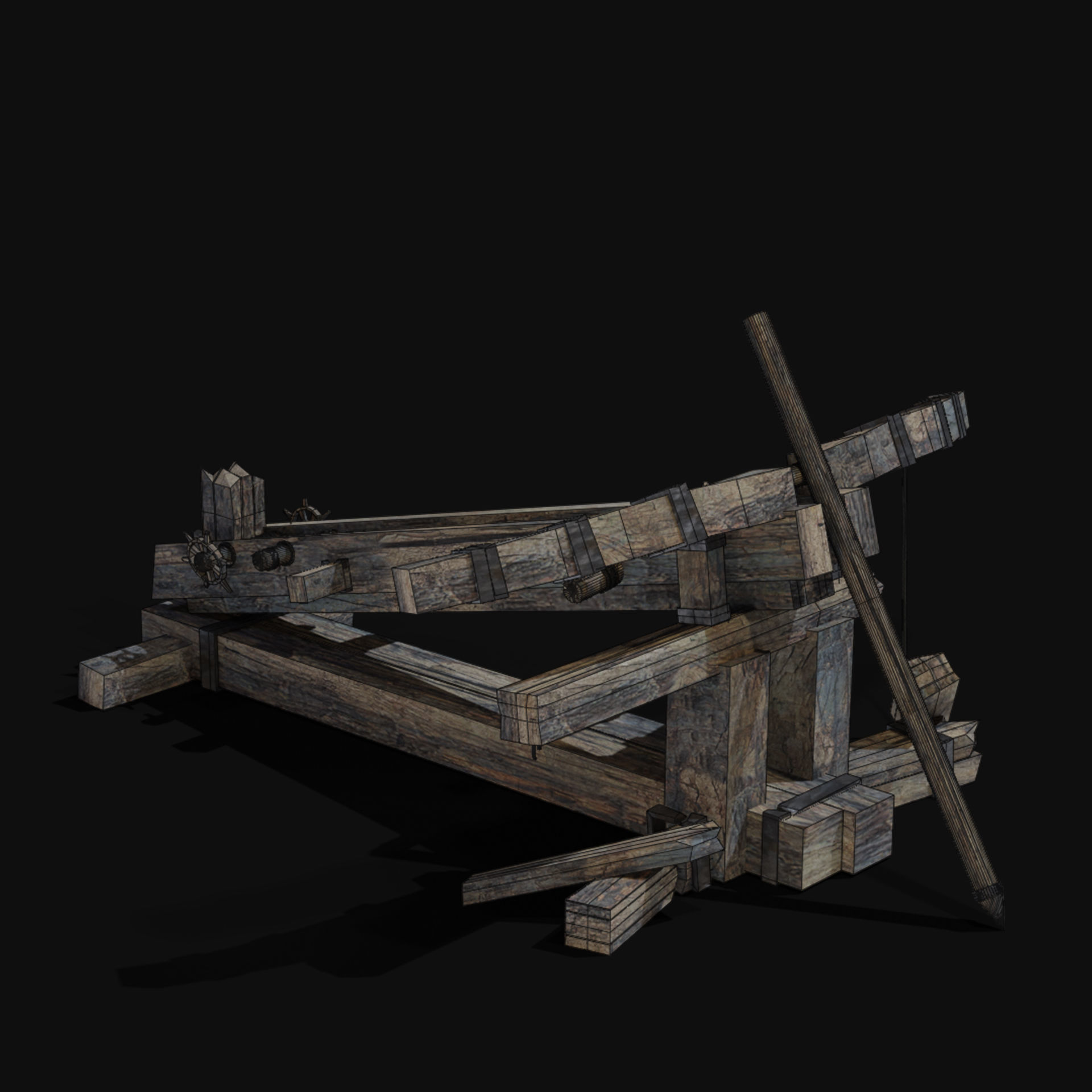 DESTROYED SIEGE ENGINE WAR MACHINES BUILDER COLLECTION PACK Low-poly 3D model_4