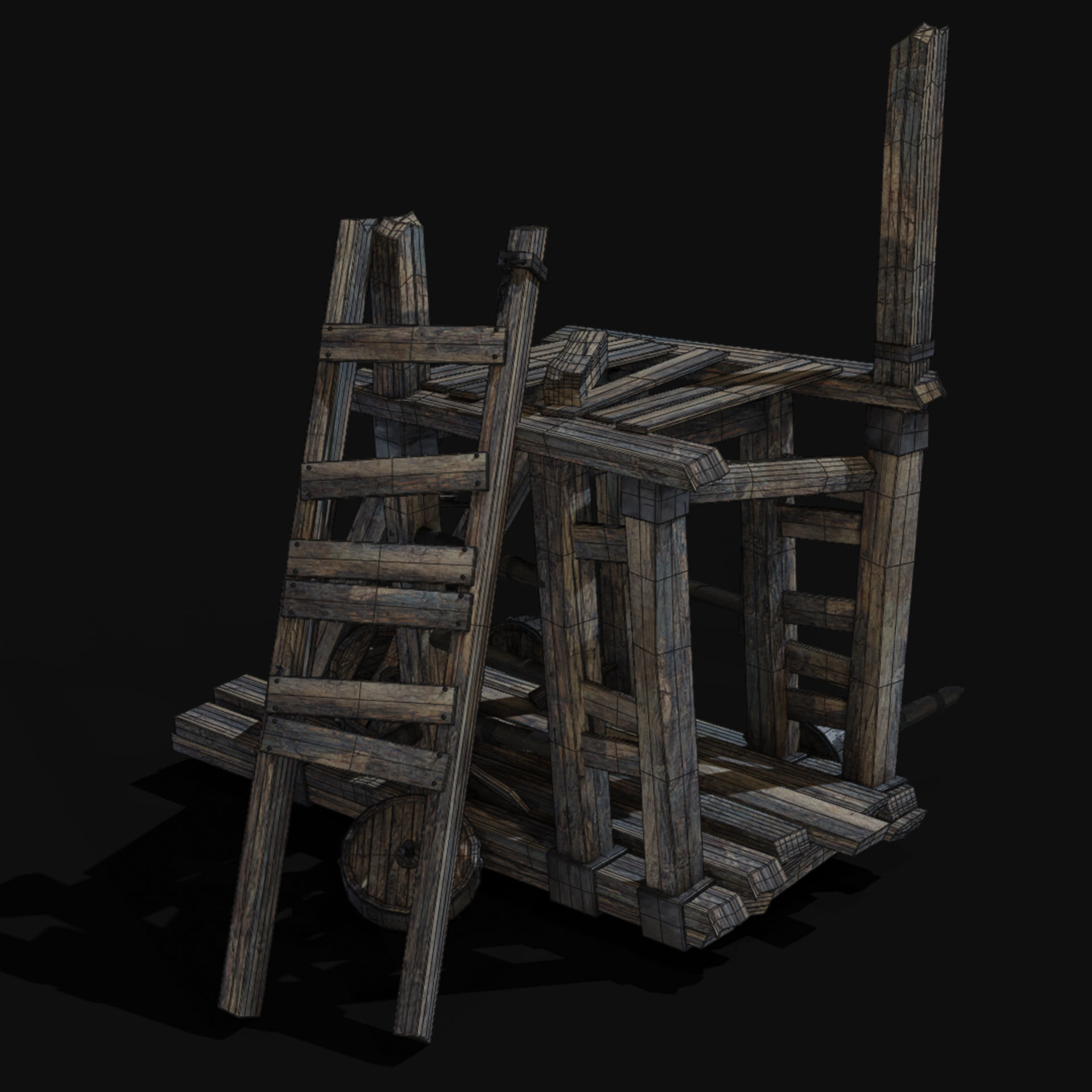 DESTROYED SIEGE ENGINE WAR MACHINES BUILDER COLLECTION PACK Low-poly 3D model_10
