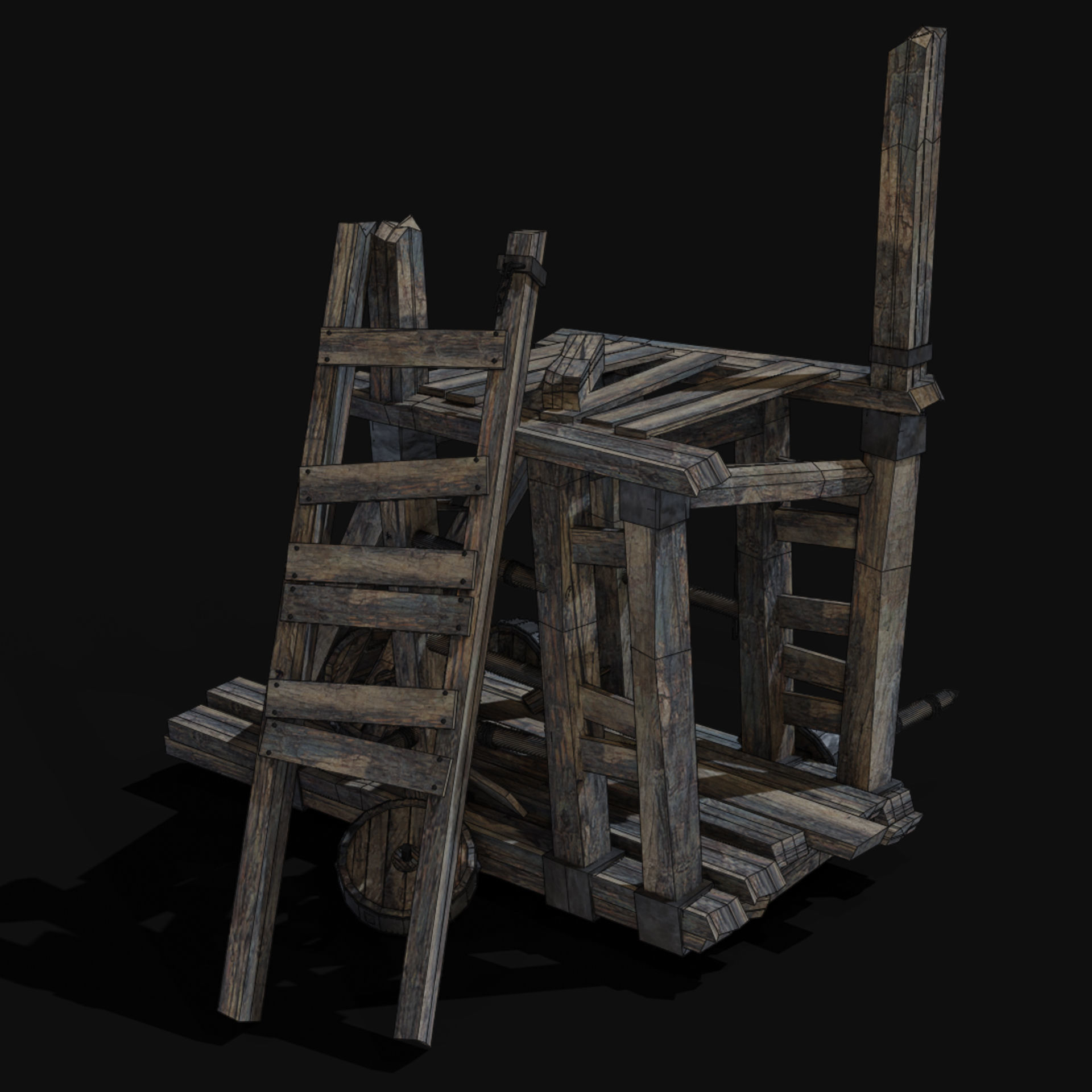 DESTROYED SIEGE ENGINE WAR MACHINES BUILDER COLLECTION PACK Low-poly 3D model_9