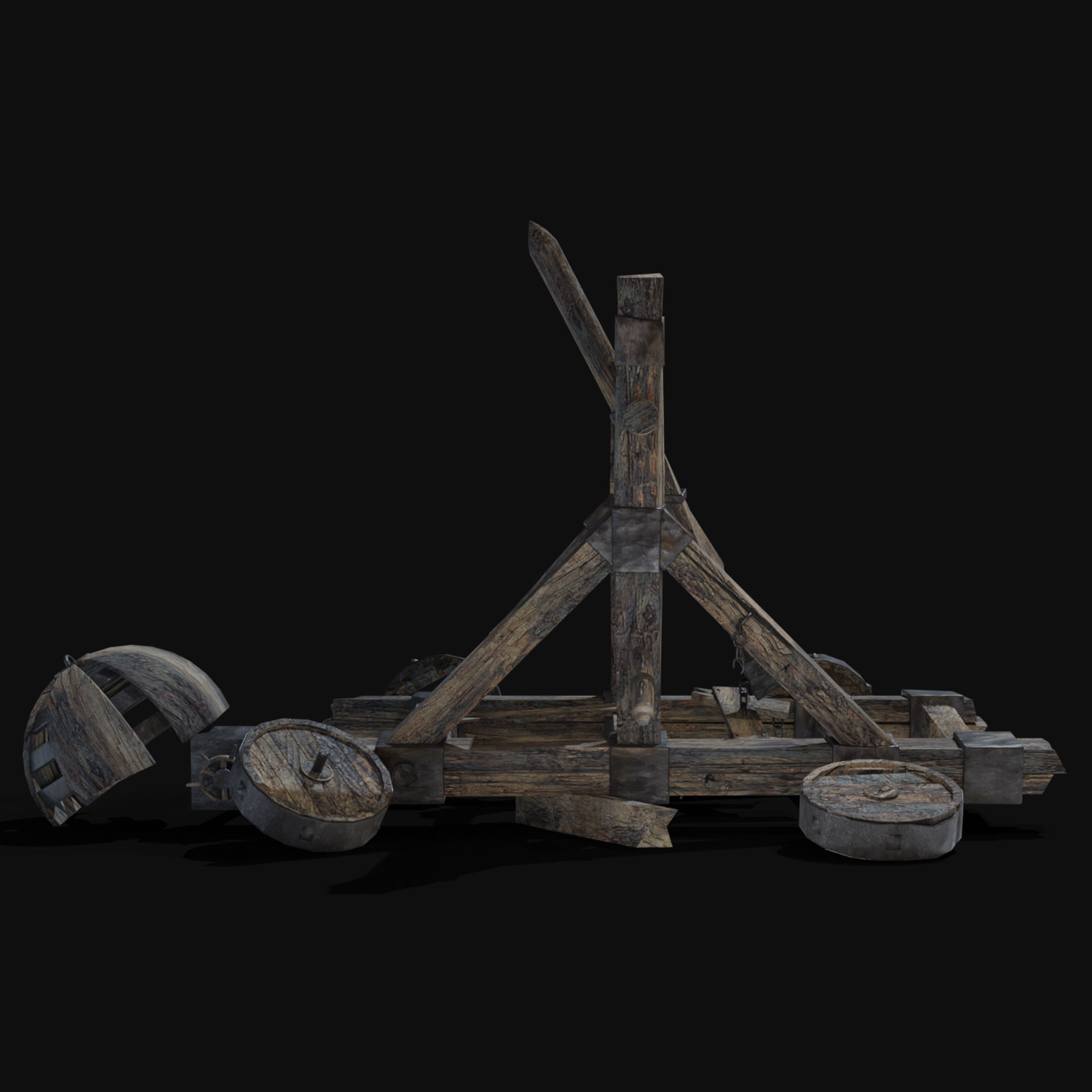 DESTROYED SIEGE ENGINE WAR MACHINES BUILDER COLLECTION PACK Low-poly 3D model_12