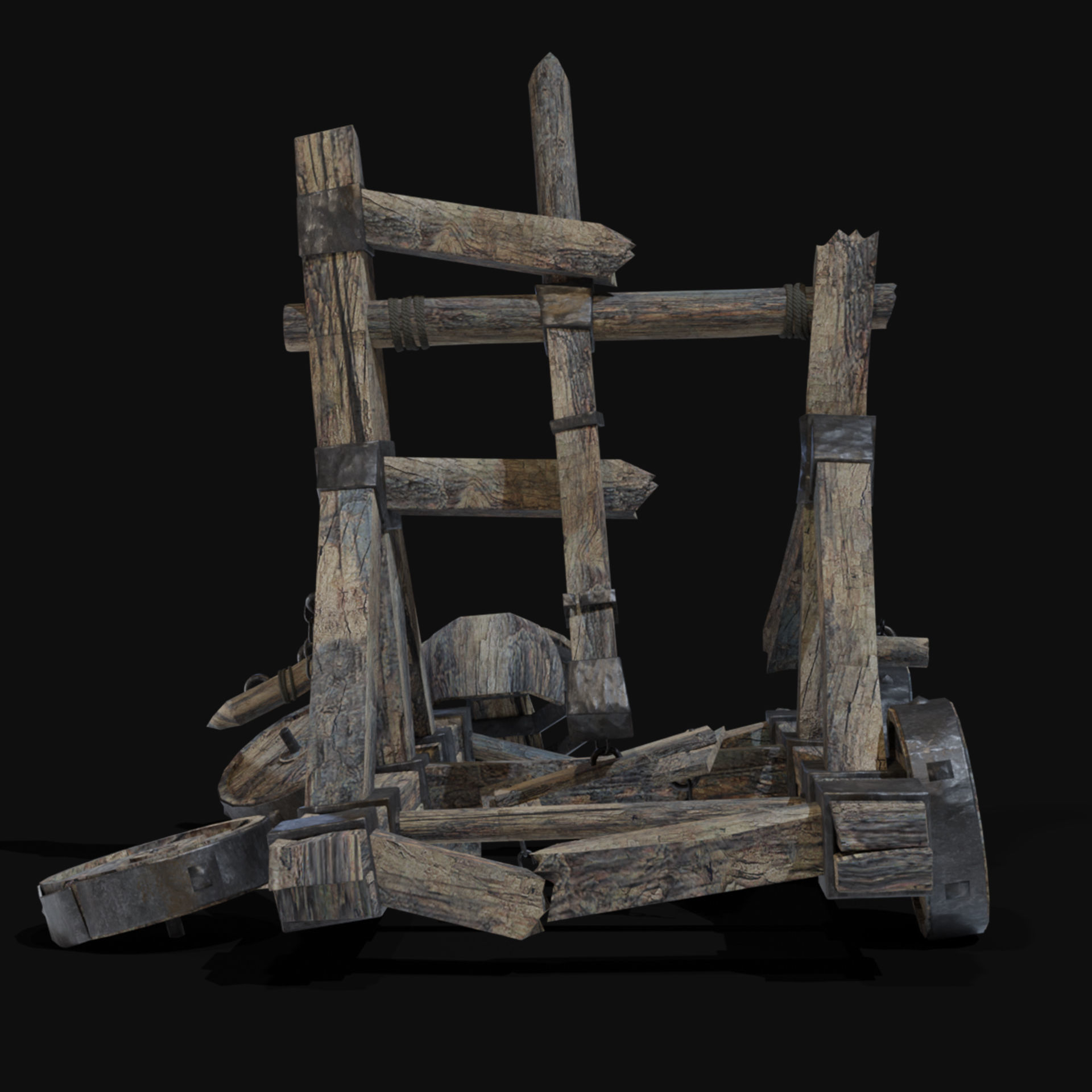 DESTROYED SIEGE ENGINE WAR MACHINES BUILDER COLLECTION PACK Low-poly 3D model_13