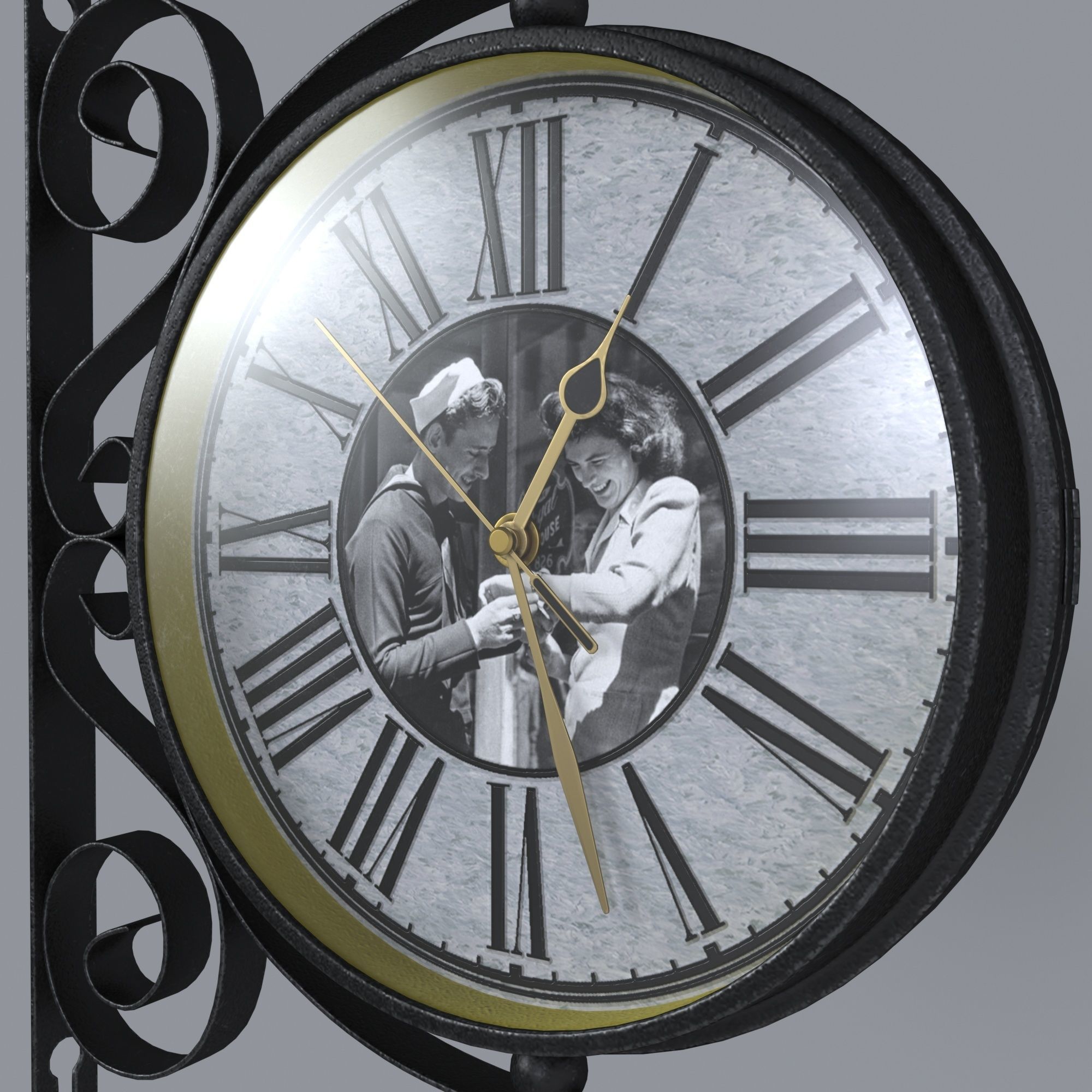 Double Sided Wall Clock 3D model_4