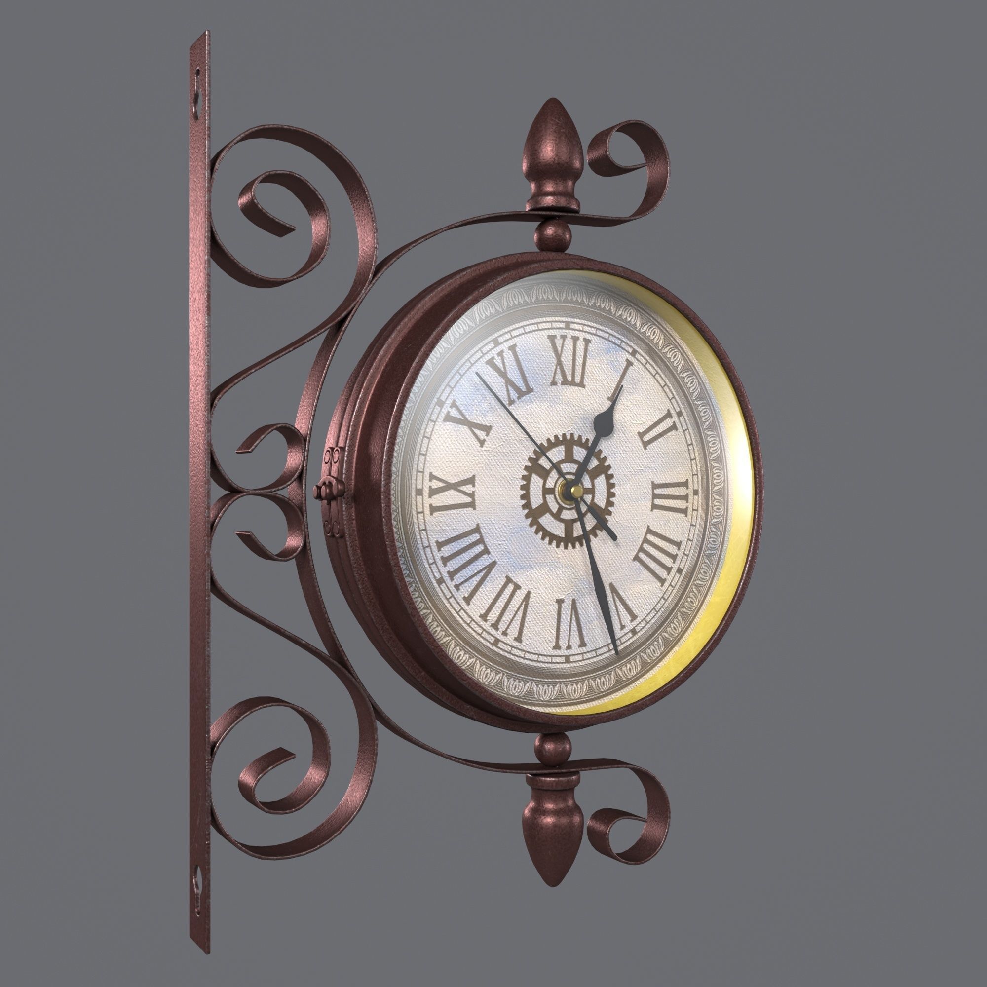 Double Sided Wall Clock 3D model_5