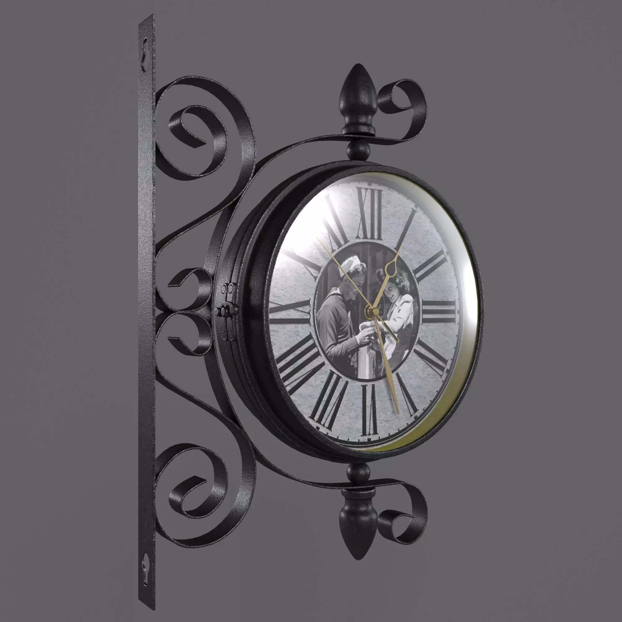 Double Sided Wall Clock 3D model_0