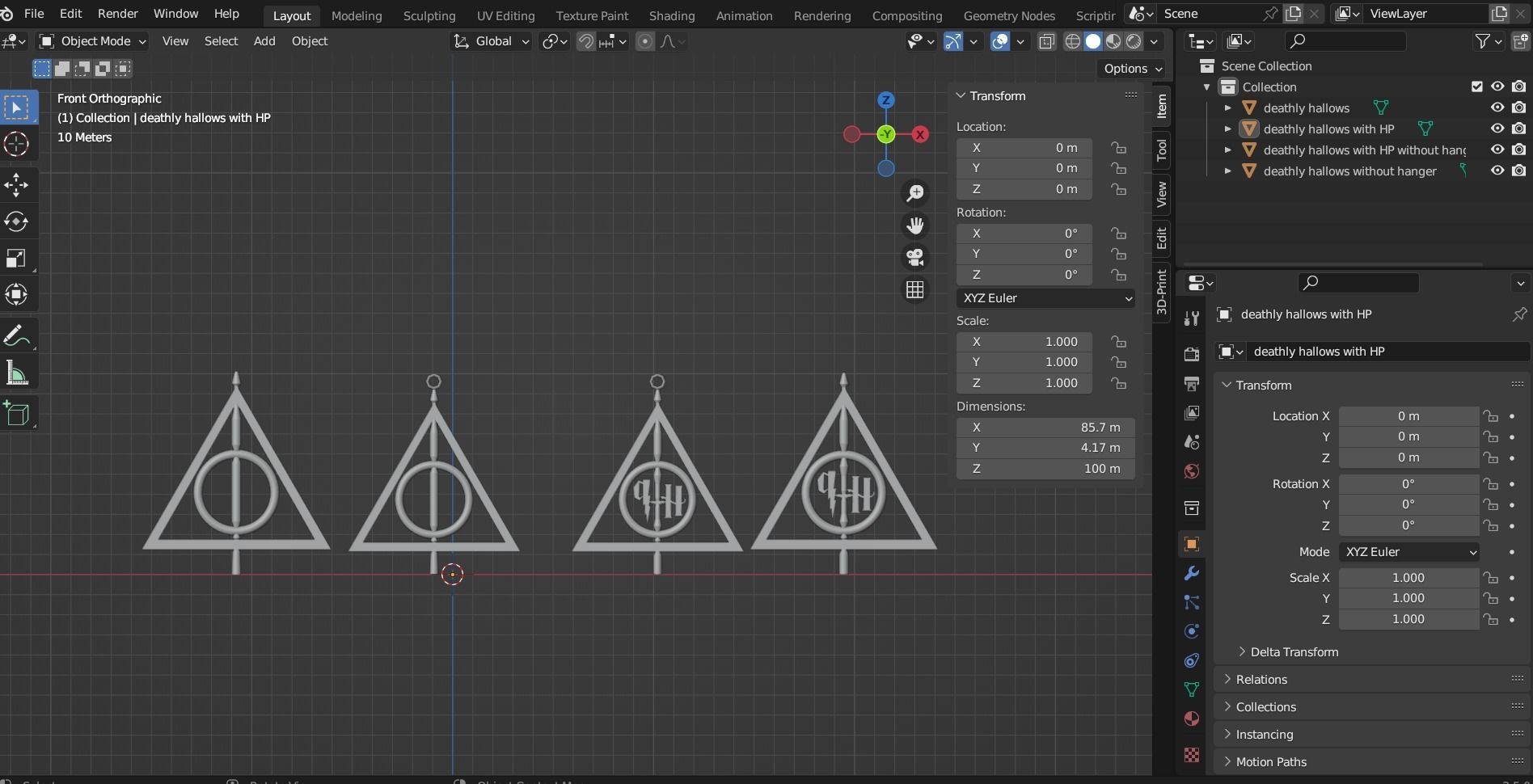 harry potter deathly hallows spinning medalion 3D print model_12