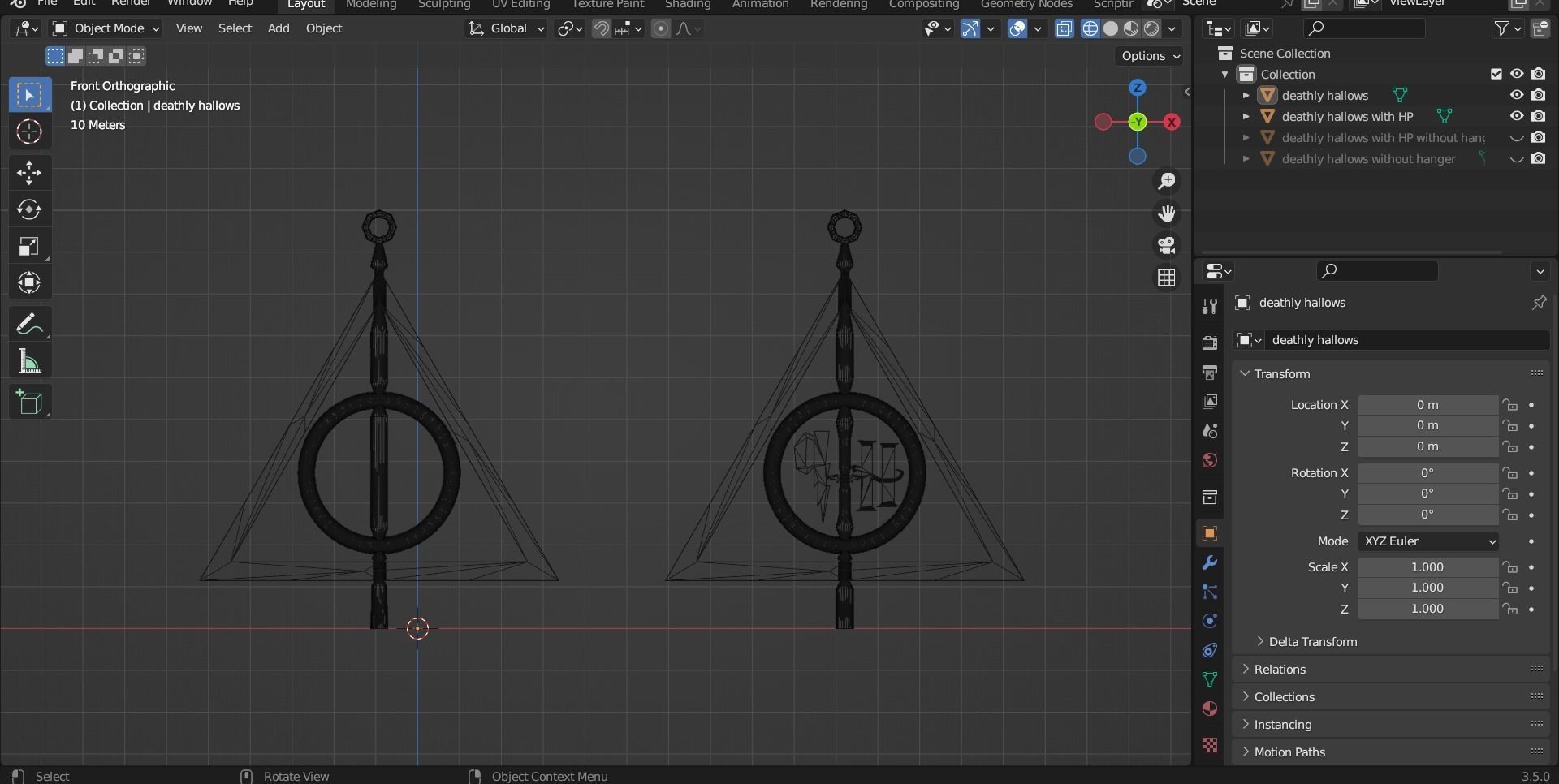 harry potter deathly hallows spinning medalion 3D print model_3