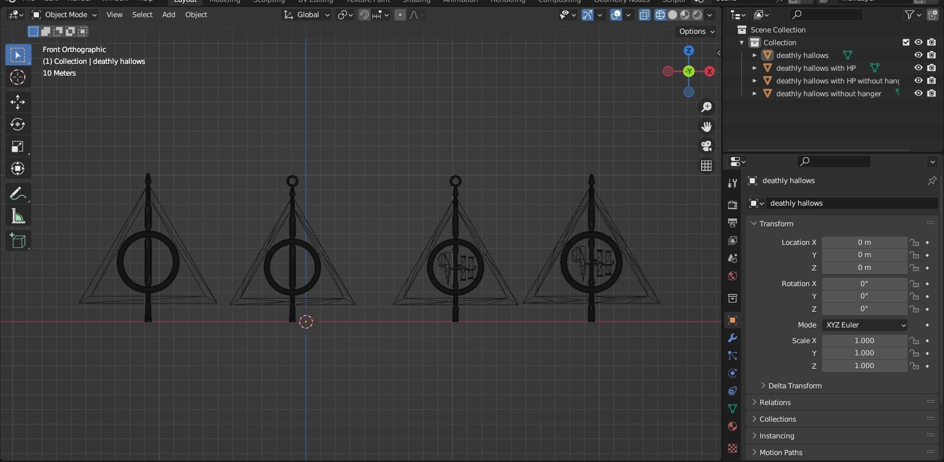 harry potter deathly hallows spinning medalion 3D print model_4