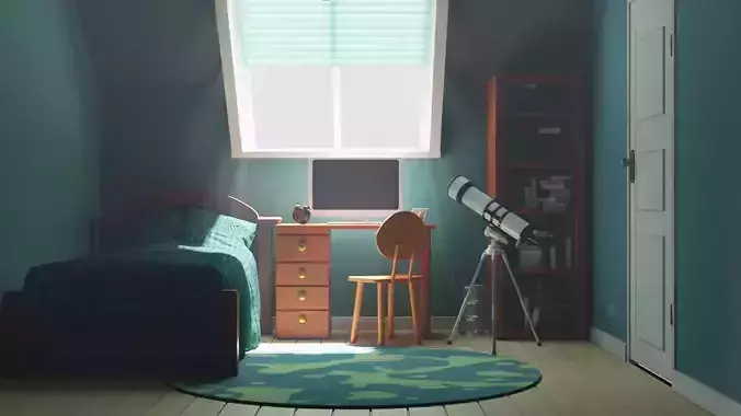 CARTOON ROOM 003 Low-poly 3D model