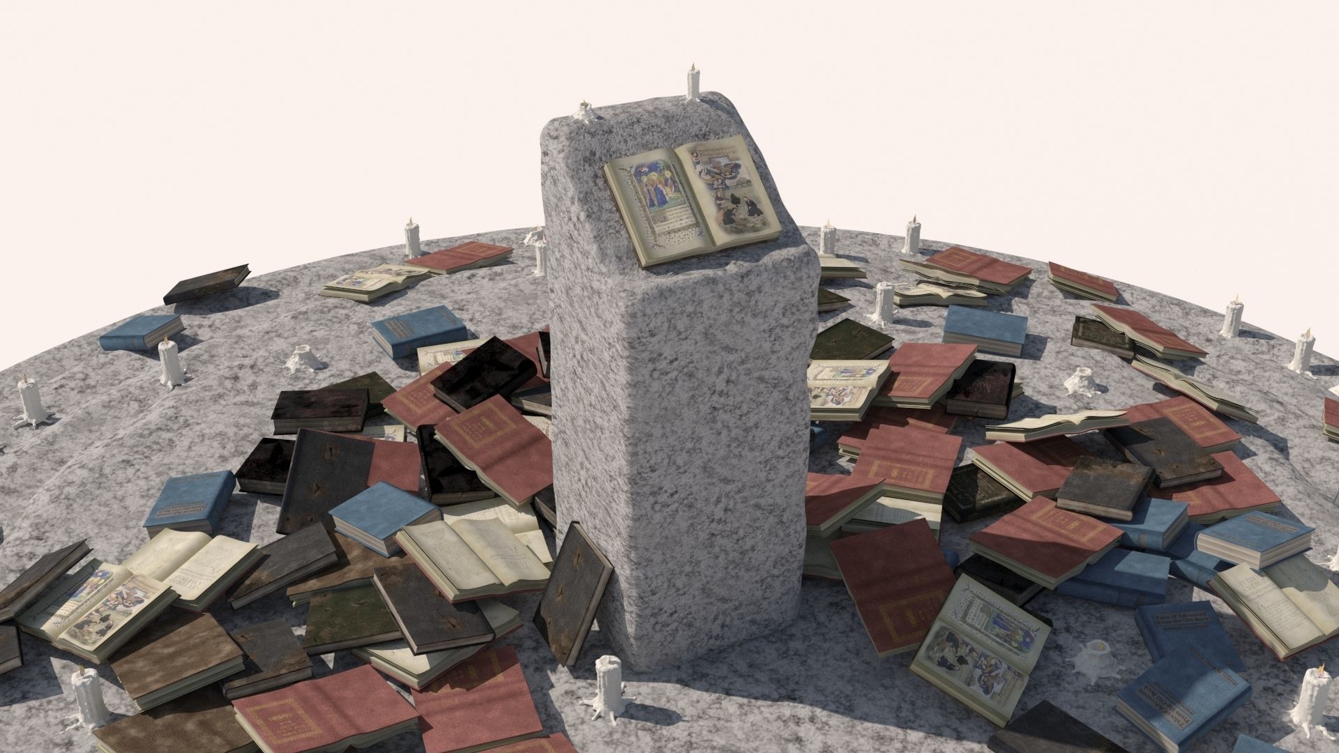 Old Ancient Rock Altar 3D model_7