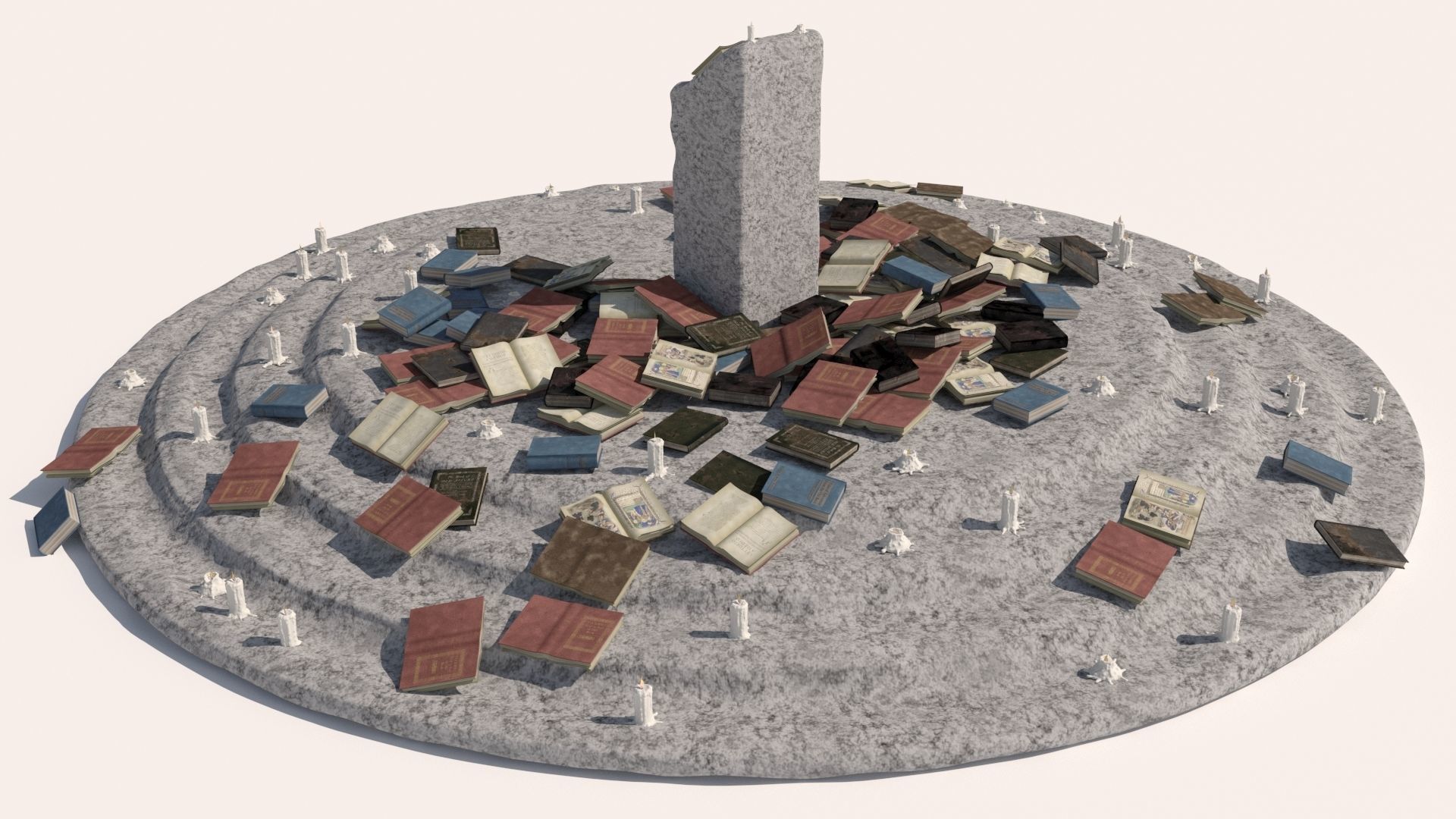Old Ancient Rock Altar 3D model_4