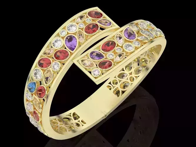Jewelry fashion bracelet silver gold 3D print model