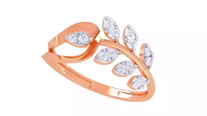 Plant Leaf Nature Theme Diamond Ring 3dm stl obj mtl glb gltf