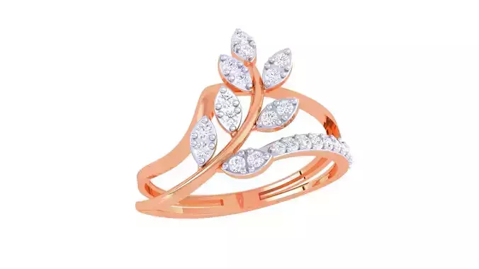 Plant Leaf Nature Theme Diamond Ring 3dm stl obj mtl glb gltf