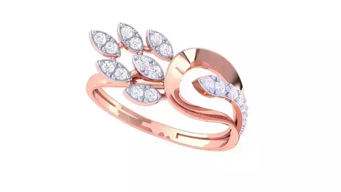 Plant Leaf Nature Theme Diamond Ring 3dm stl obj mtl glb gltf