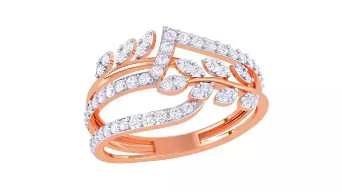 Plant Leaf Nature Theme Diamond Ring 3dm stl obj mtl glb gltf