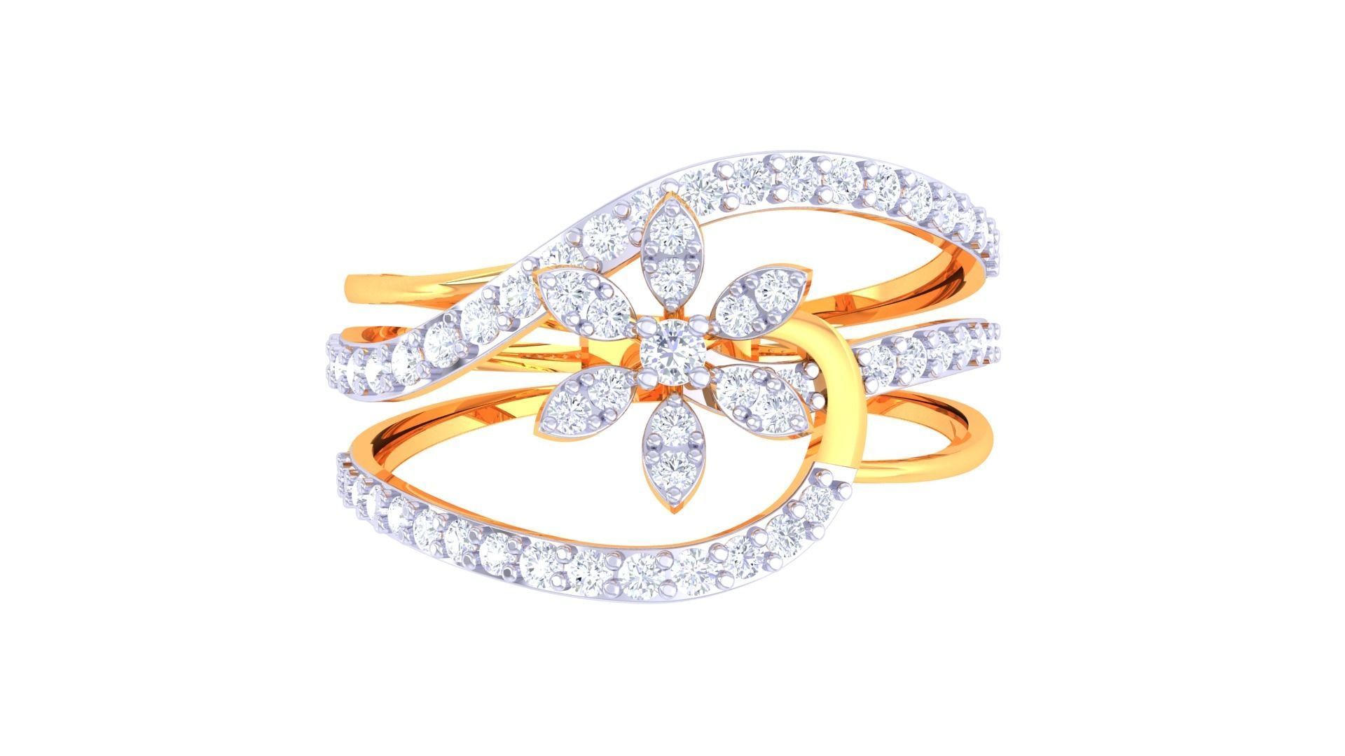 Plant Leaf Nature Theme Diamond Ring 3dm stl obj mtl glb gltf 3D print model_7