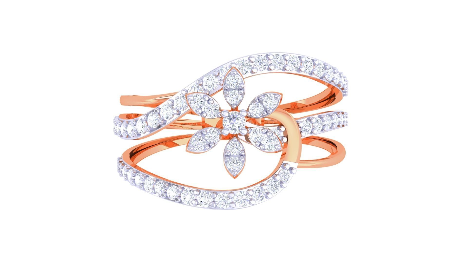 Plant Leaf Nature Theme Diamond Ring 3dm stl obj mtl glb gltf 3D print model_9