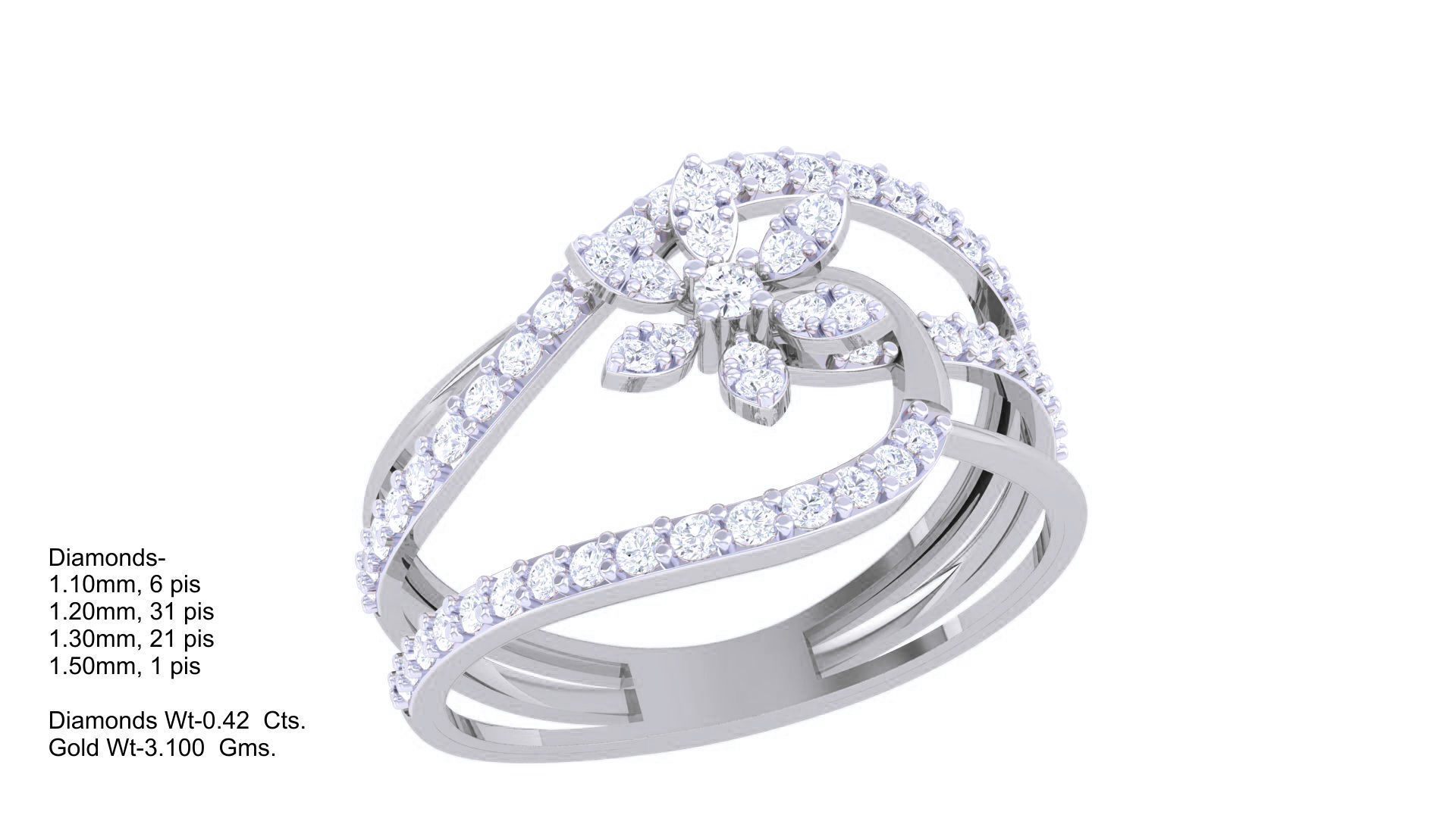 Plant Leaf Nature Theme Diamond Ring 3dm stl obj mtl glb gltf 3D print model_1