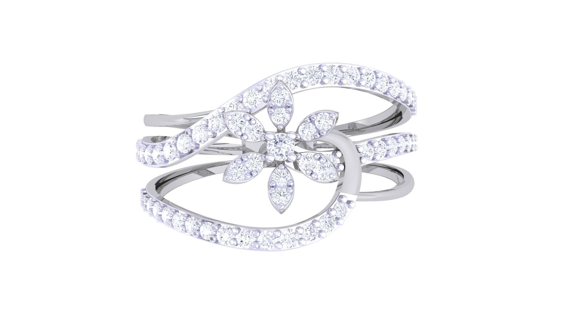 Plant Leaf Nature Theme Diamond Ring 3dm stl obj mtl glb gltf 3D print model_8