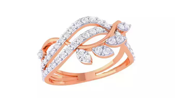 Plant Leaf Nature Theme Diamond Ring 3dm stl obj mtl glb gltf