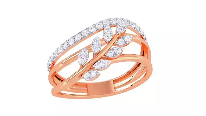 Plant Leaf Nature Theme Diamond Ring 3dm stl obj mtl glb gltf