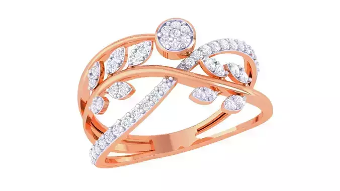 Plant Leaf Nature Theme Diamond Ring 3dm stl obj mtl glb gltf