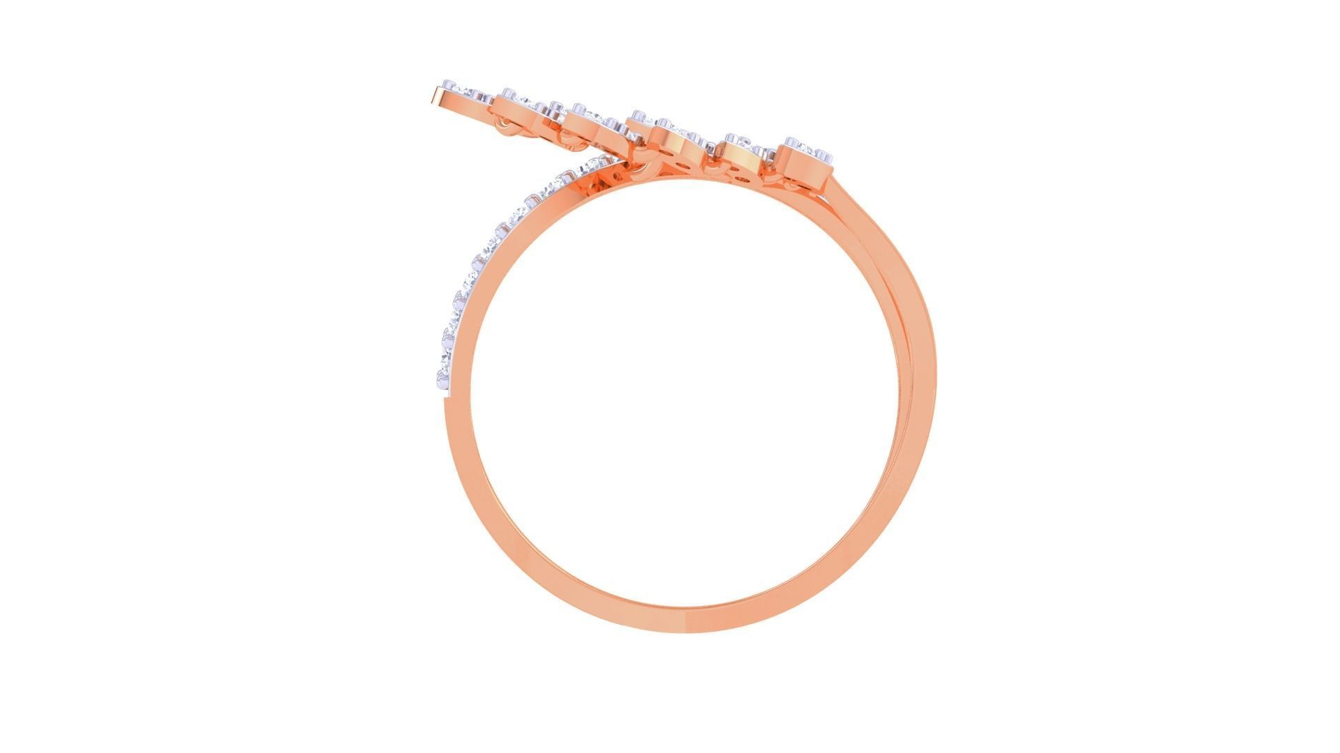 Plant Leaf Nature Theme Diamond Ring 3dm stl obj mtl glb gltf 3D print model_11