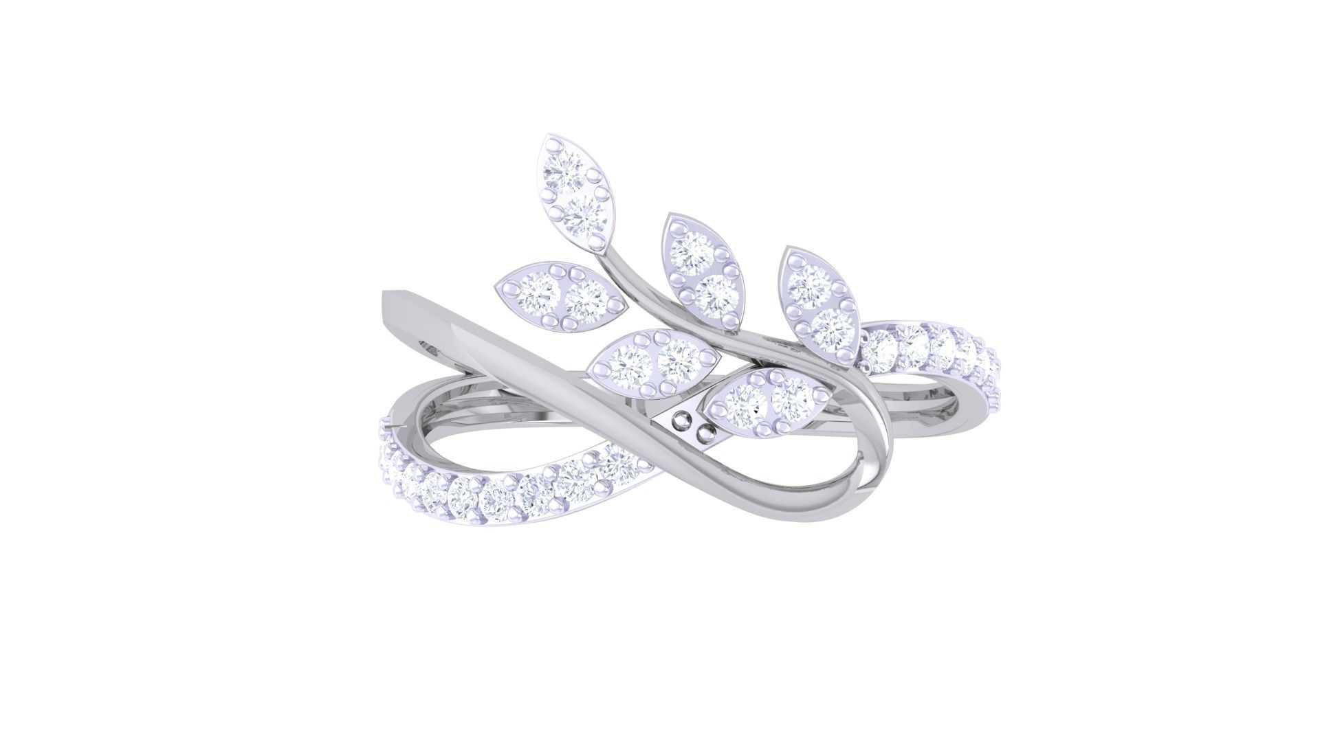 Plant Leaf Nature Theme Diamond Ring 3dm stl obj mtl glb gltf 3D print model_9