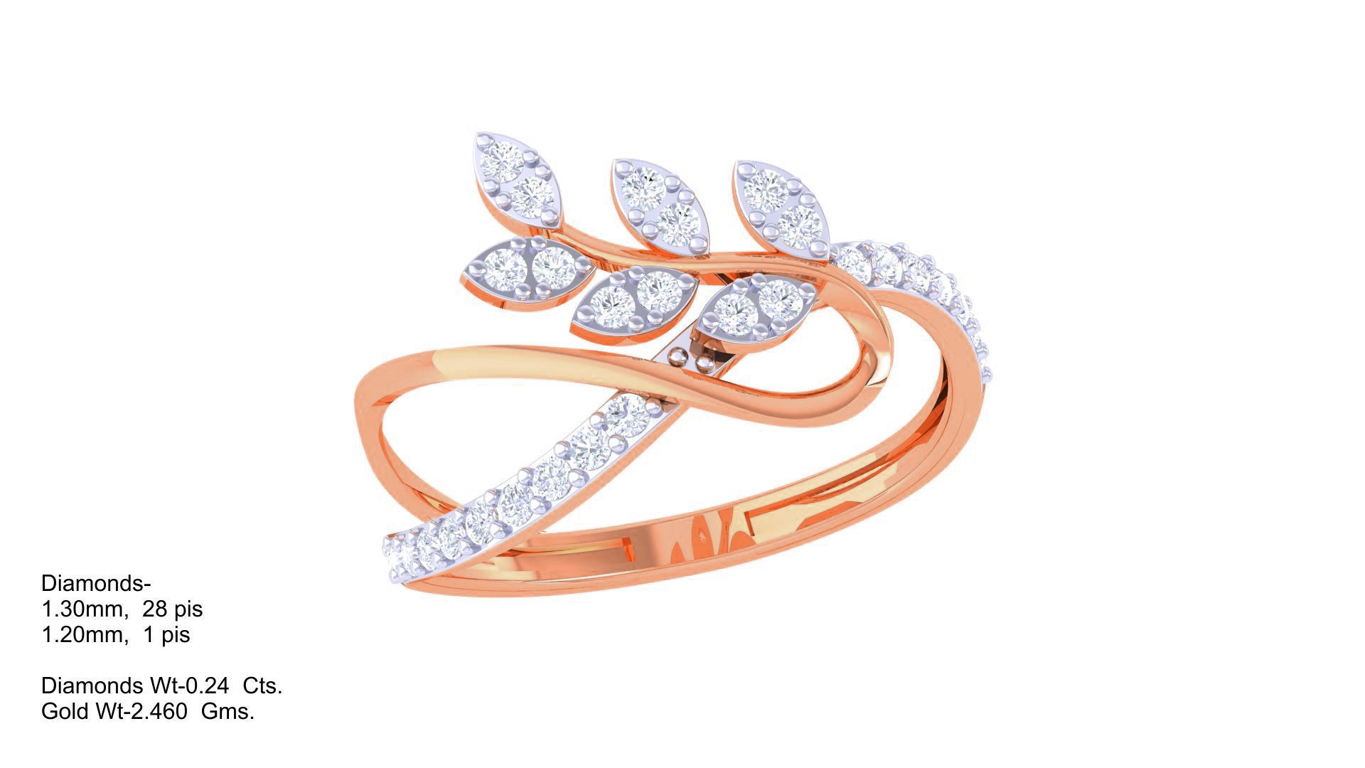 Plant Leaf Nature Theme Diamond Ring 3dm stl obj mtl glb gltf 3D print model_4