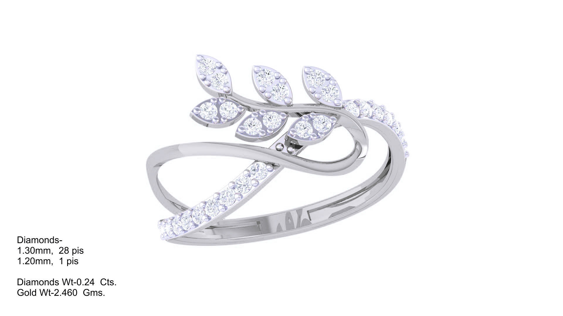 Plant Leaf Nature Theme Diamond Ring 3dm stl obj mtl glb gltf 3D print model_3