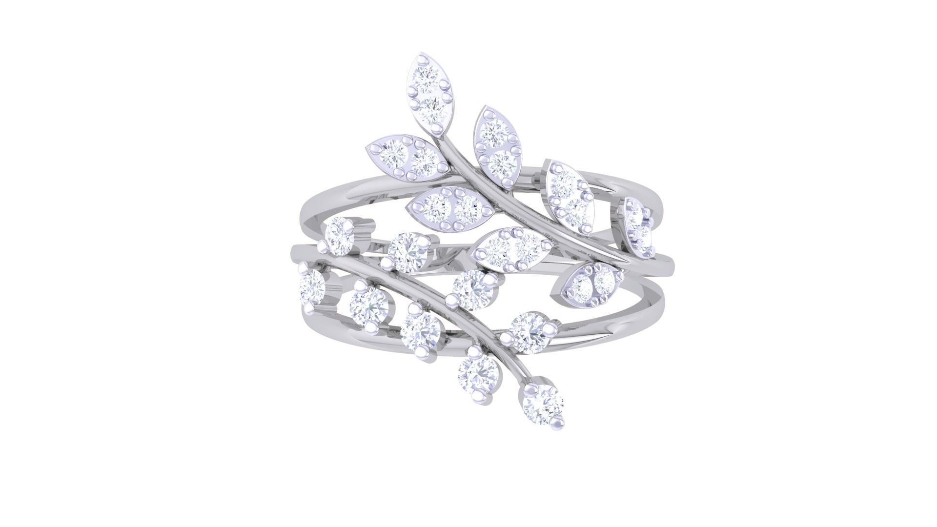 Plant Leaf Nature Theme Diamond Ring 3dm stl obj mtl glb gltf 3D print model_8