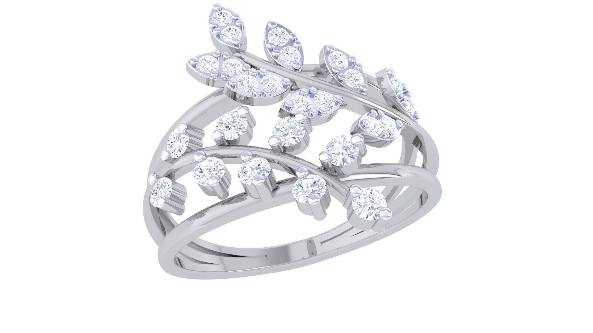Plant Leaf Nature Theme Diamond Ring 3dm stl obj mtl glb gltf 3D print model_5