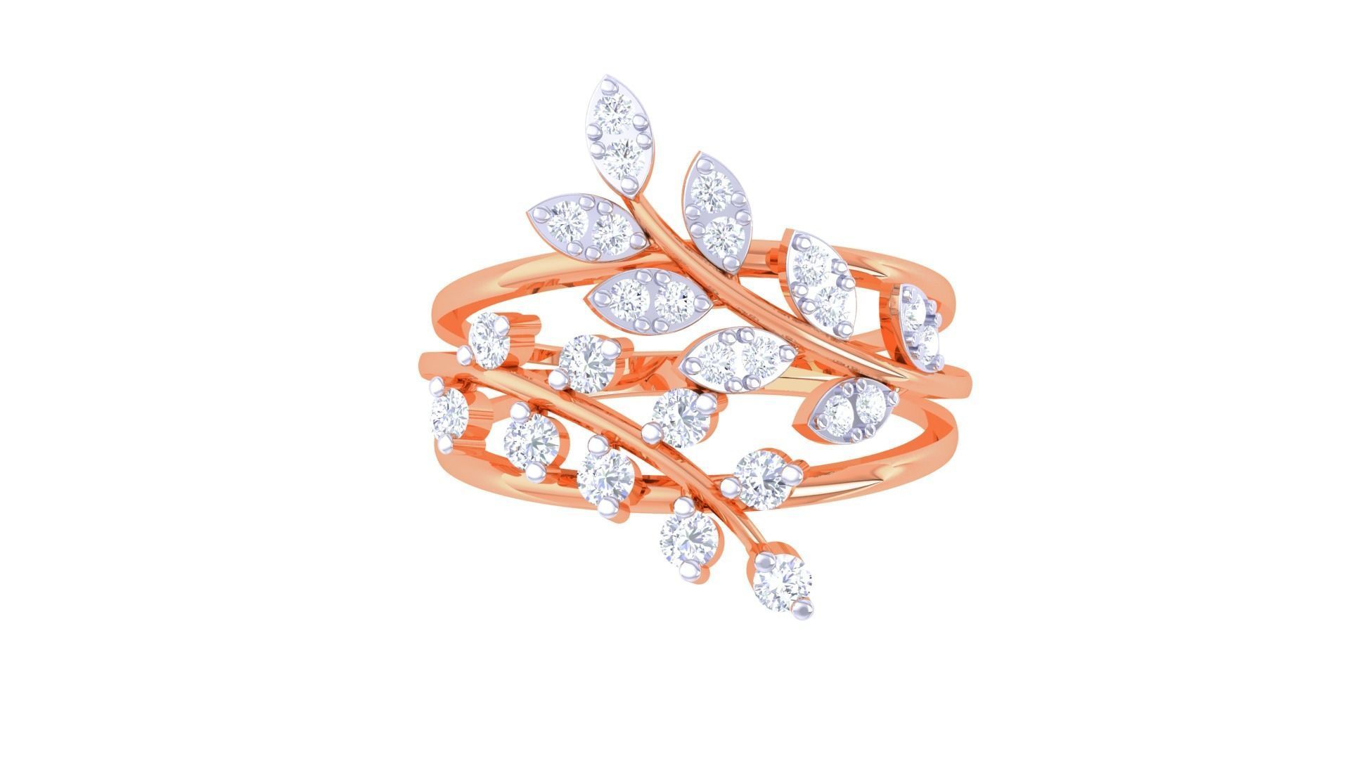 Plant Leaf Nature Theme Diamond Ring 3dm stl obj mtl glb gltf 3D print model_9