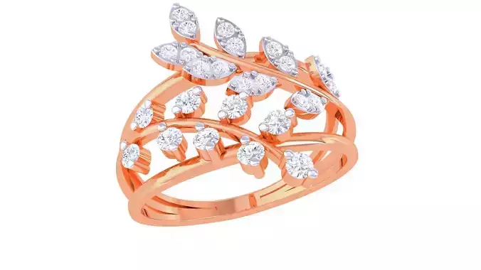 Plant Leaf Nature Theme Diamond Ring 3dm stl obj mtl glb gltf