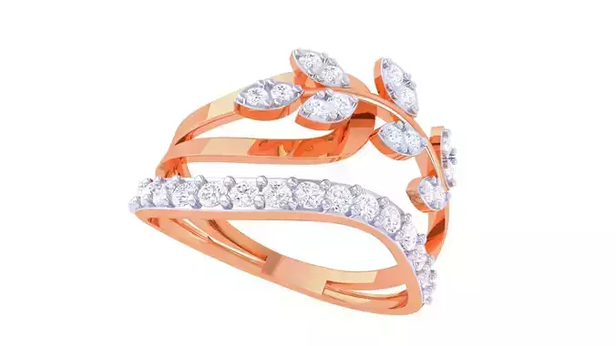 Plant Leaf Nature Theme Diamond Ring 3dm stl obj mtl glb gltf