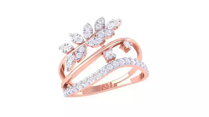 Plant Leaf Nature Theme Diamond Ring 3dm stl obj mtl glb gltf