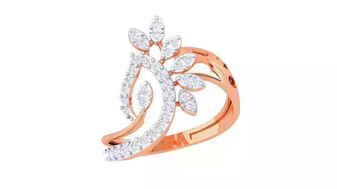 Plant Leaf Nature Theme Diamond Ring 3dm stl obj mtl glb gltf