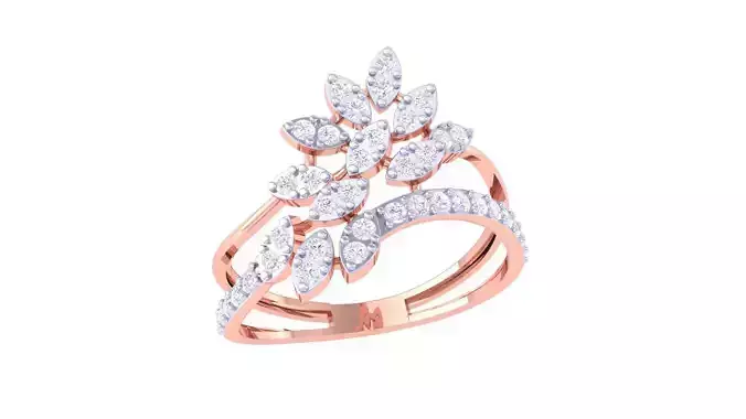 Plant Leaf Nature Theme Diamond Ring 3dm stl obj mtl glb gltf