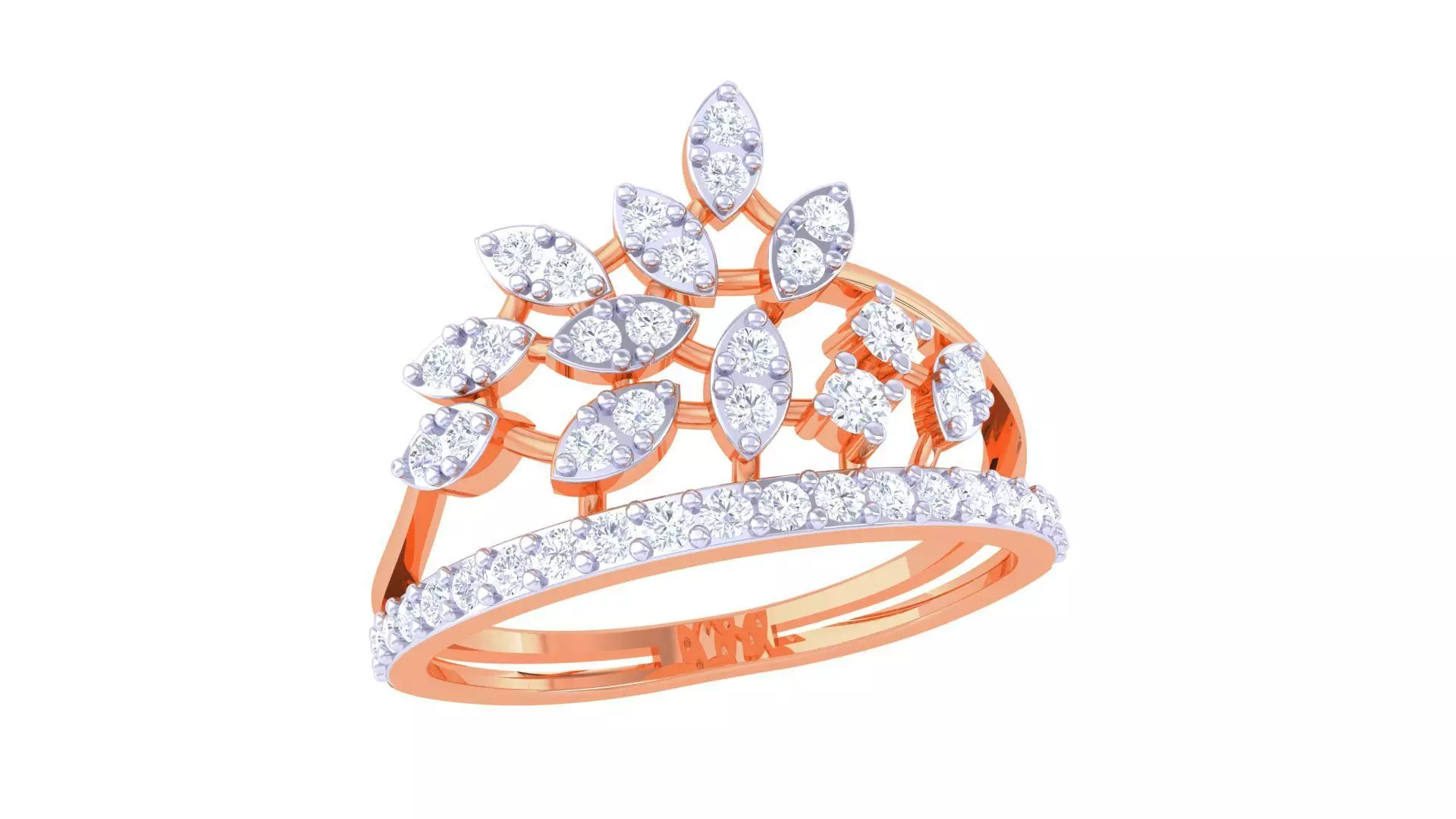 Plant Leaf Nature Theme Diamond Ring 3dm stl obj mtl glb gltf 3D print model