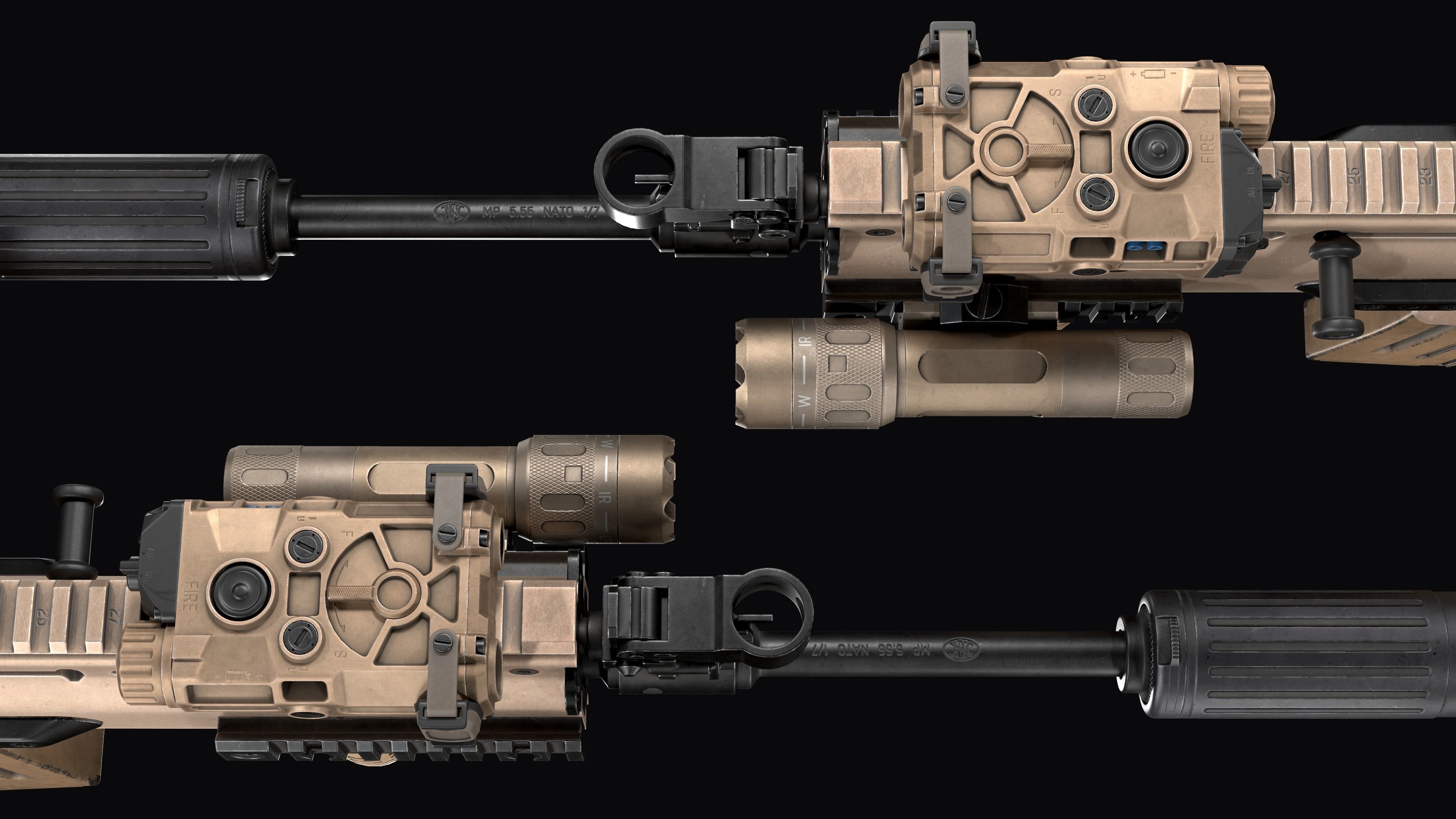 Tactical modular assault rifle FN SCAR-L mk 16 Low-poly 3D model_23