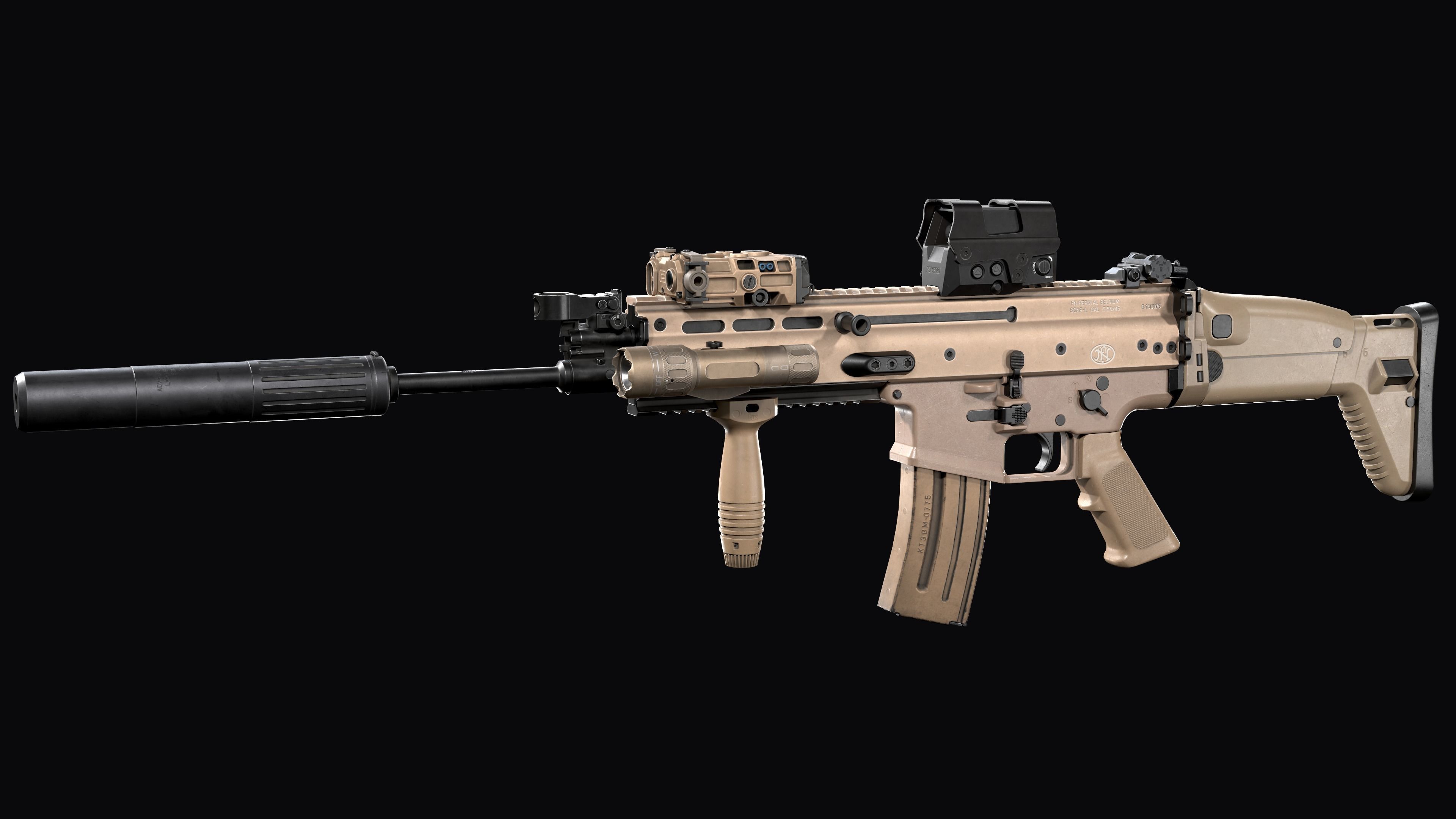 Tactical modular assault rifle FN SCAR-L mk 16 Low-poly 3D model_8