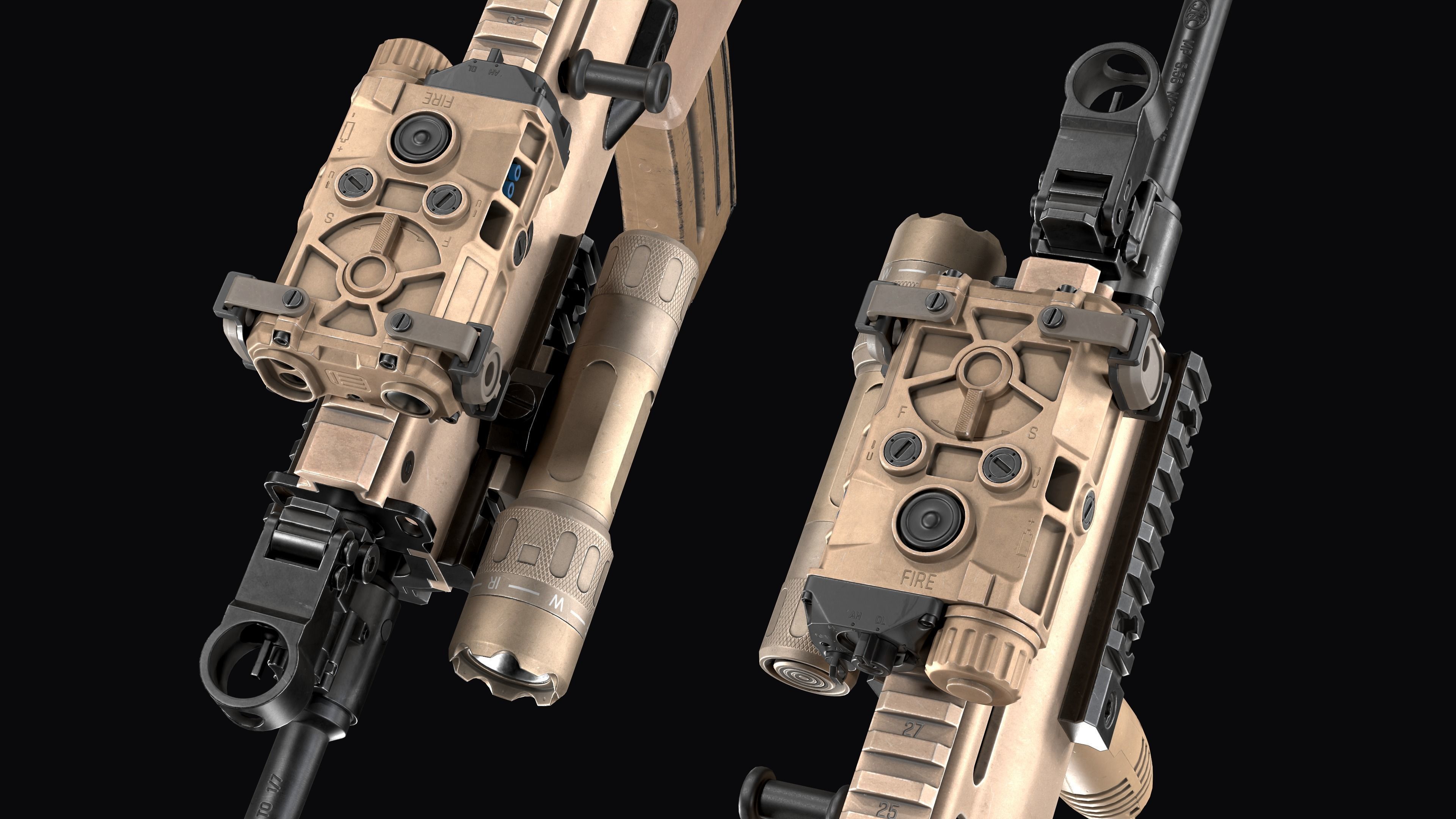 Tactical modular assault rifle FN SCAR-L mk 16 Low-poly 3D model_22