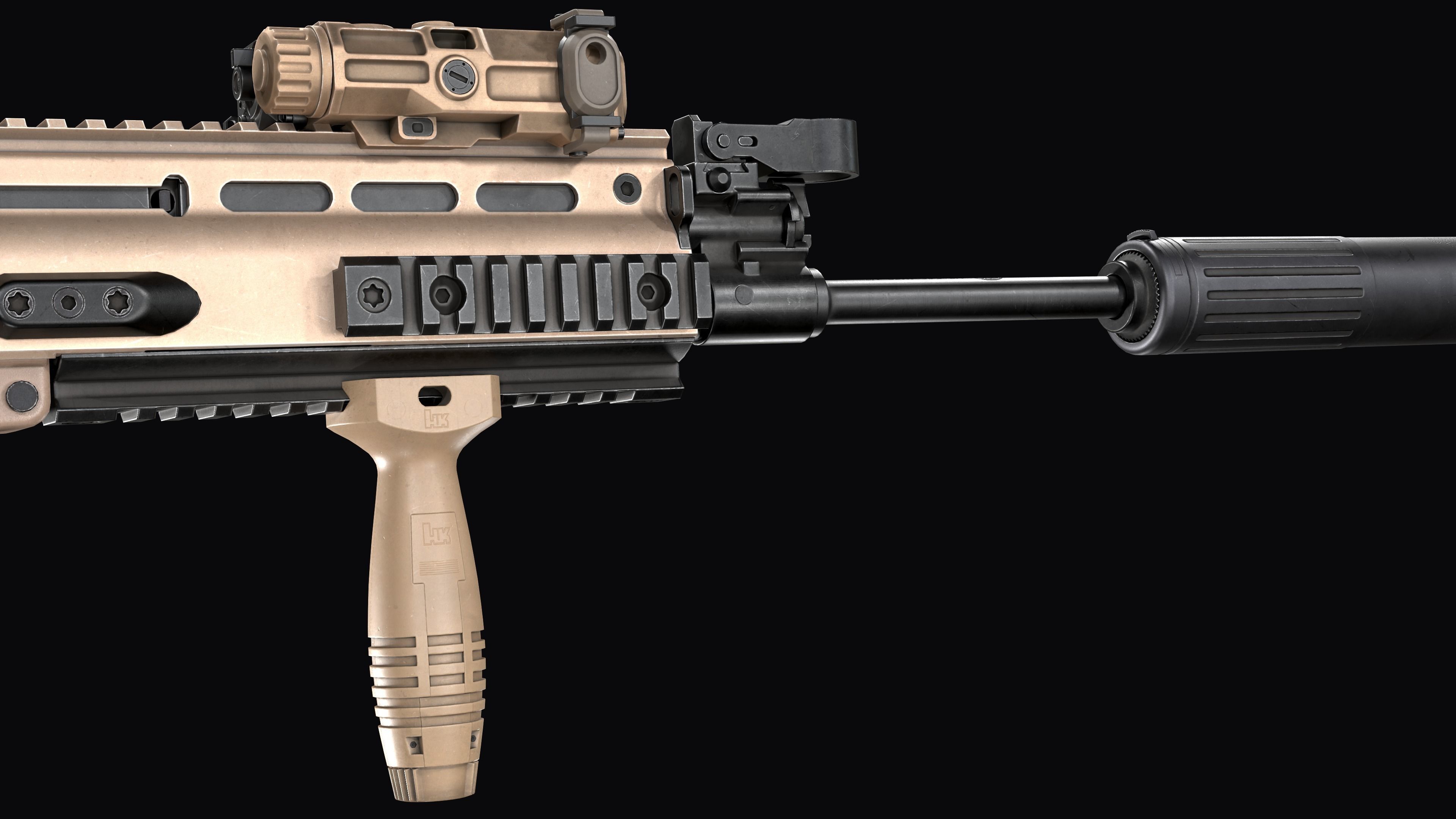 Tactical modular assault rifle FN SCAR-L mk 16 Low-poly 3D model_20