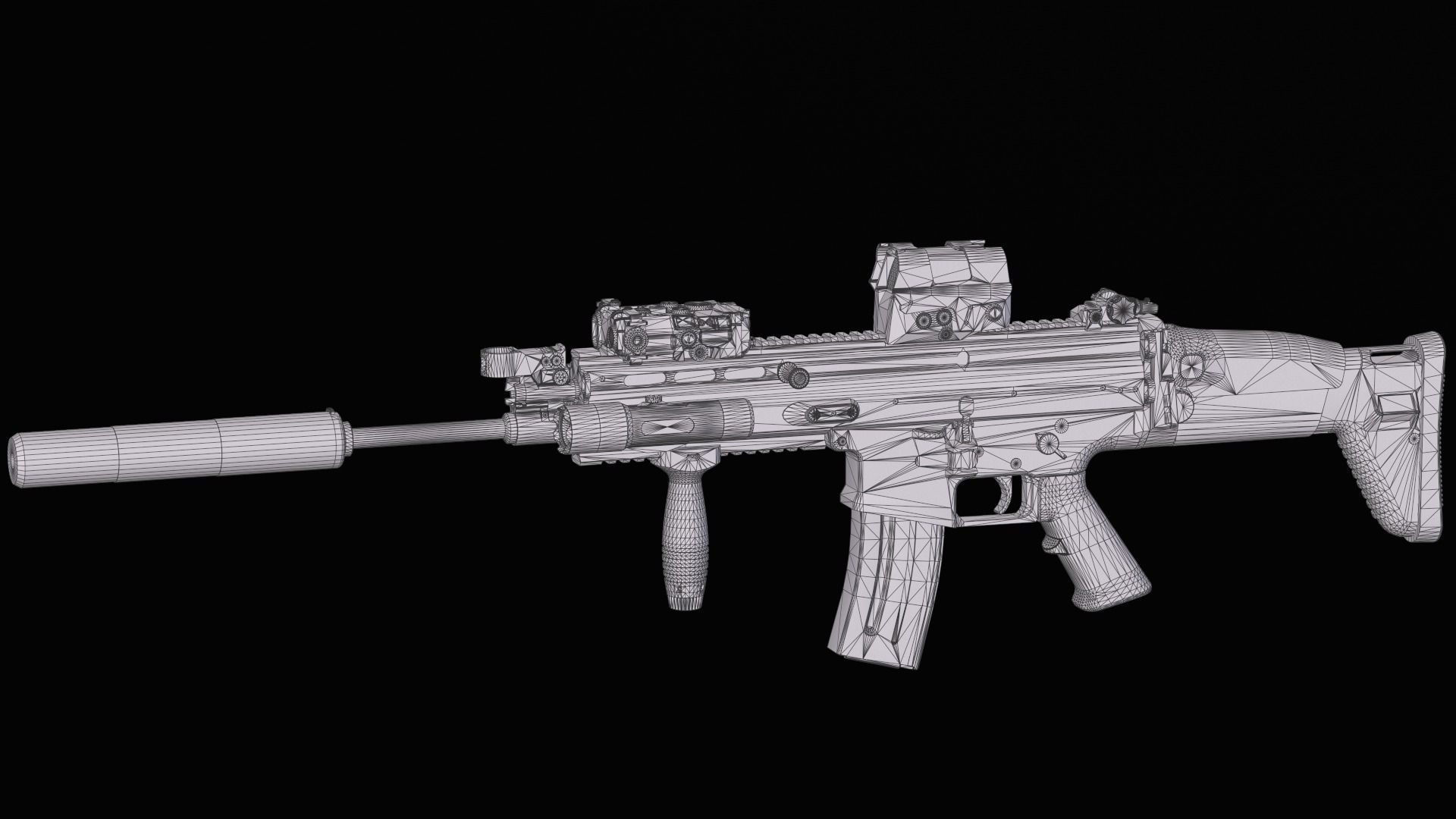 Tactical modular assault rifle FN SCAR-L mk 16 Low-poly 3D model_36