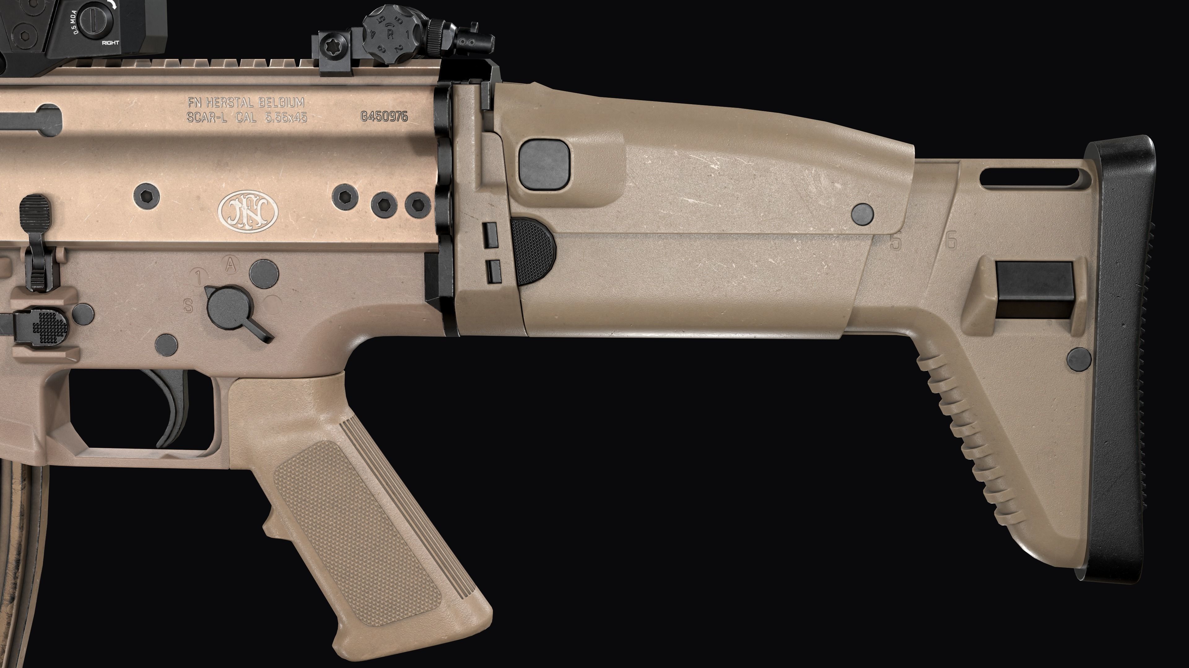 Tactical modular assault rifle FN SCAR-L mk 16 Low-poly 3D model_16