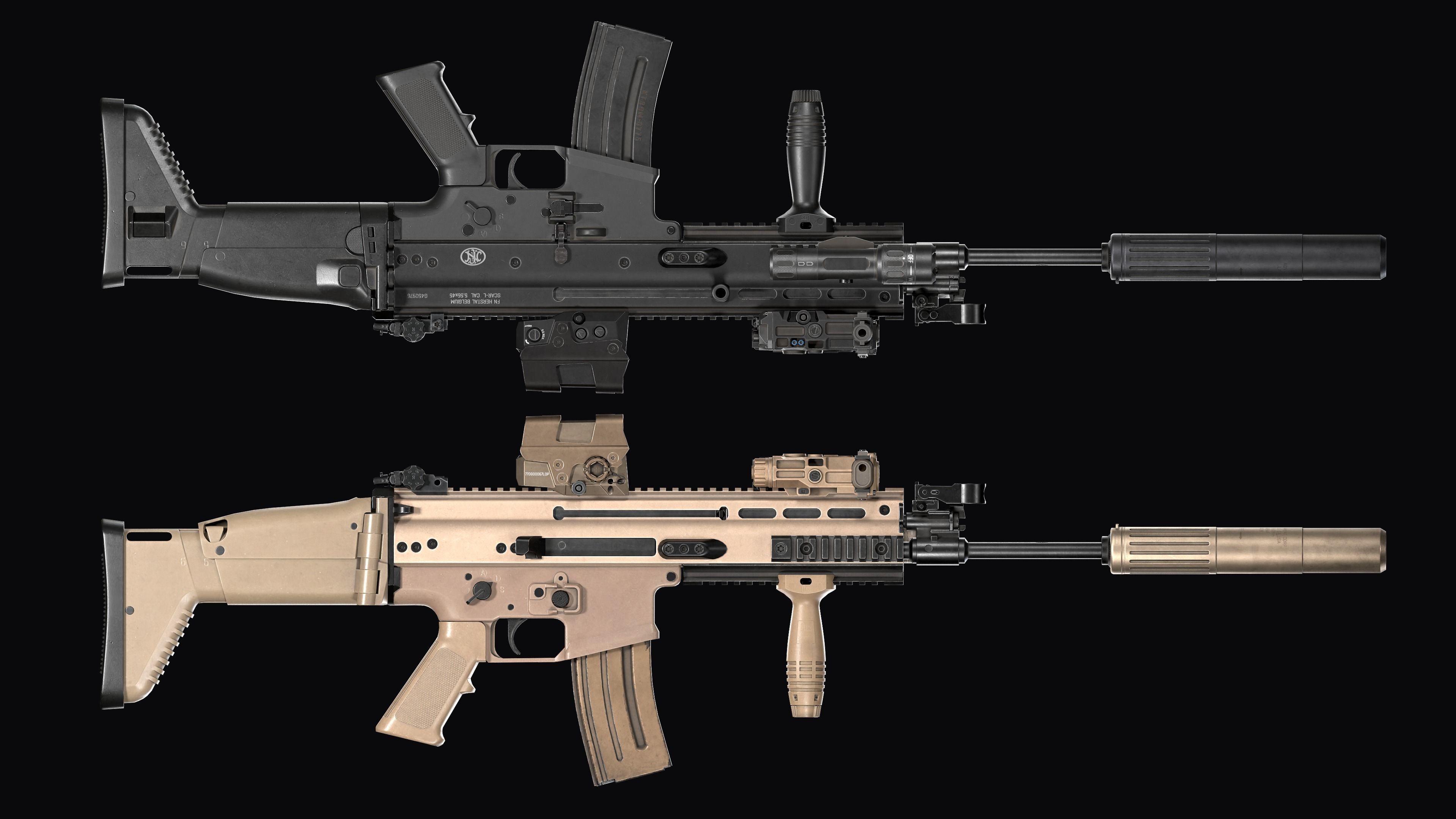 Tactical modular assault rifle FN SCAR-L mk 16 Low-poly 3D model_32