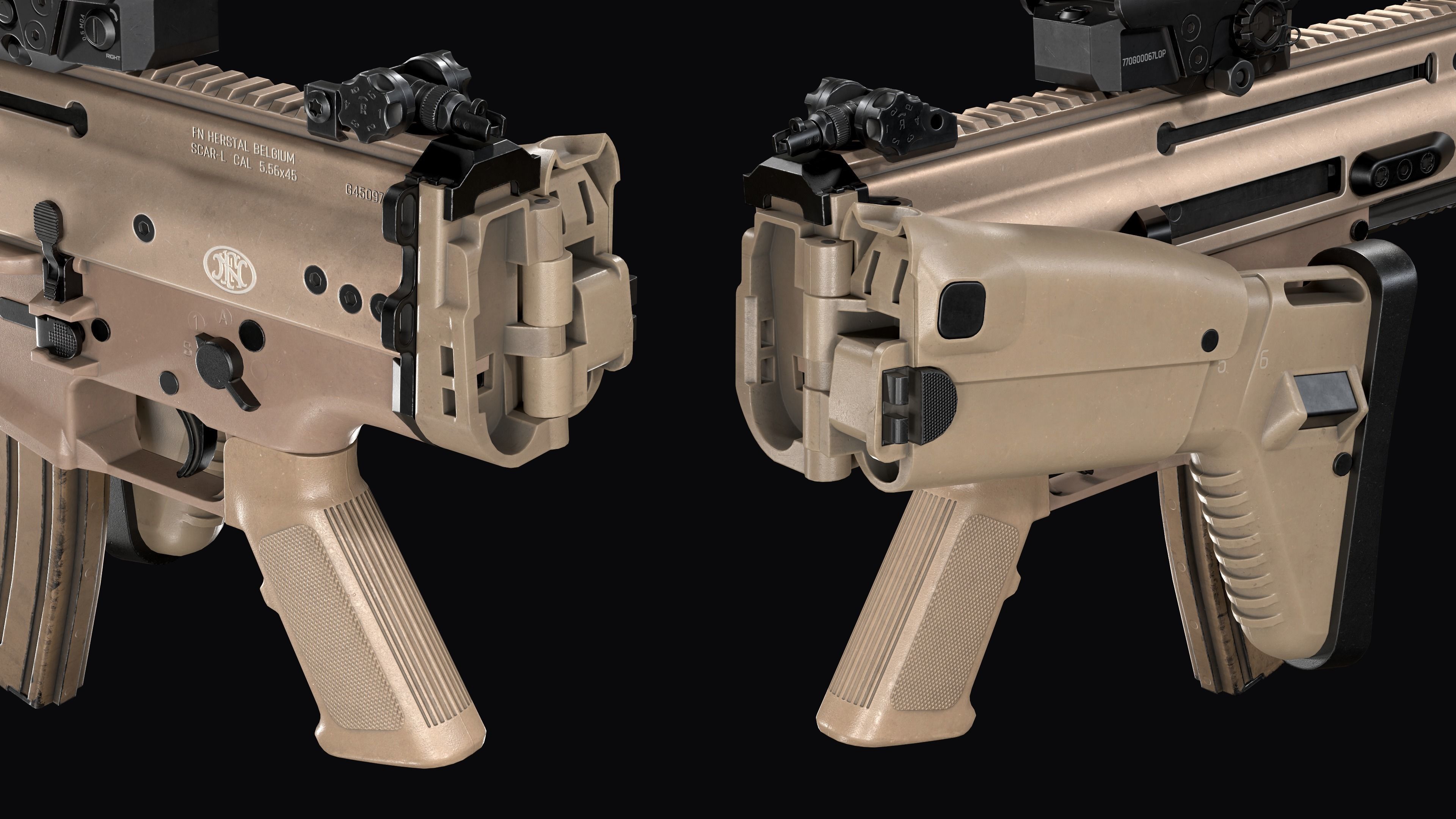 Tactical modular assault rifle FN SCAR-L mk 16 Low-poly 3D model_25